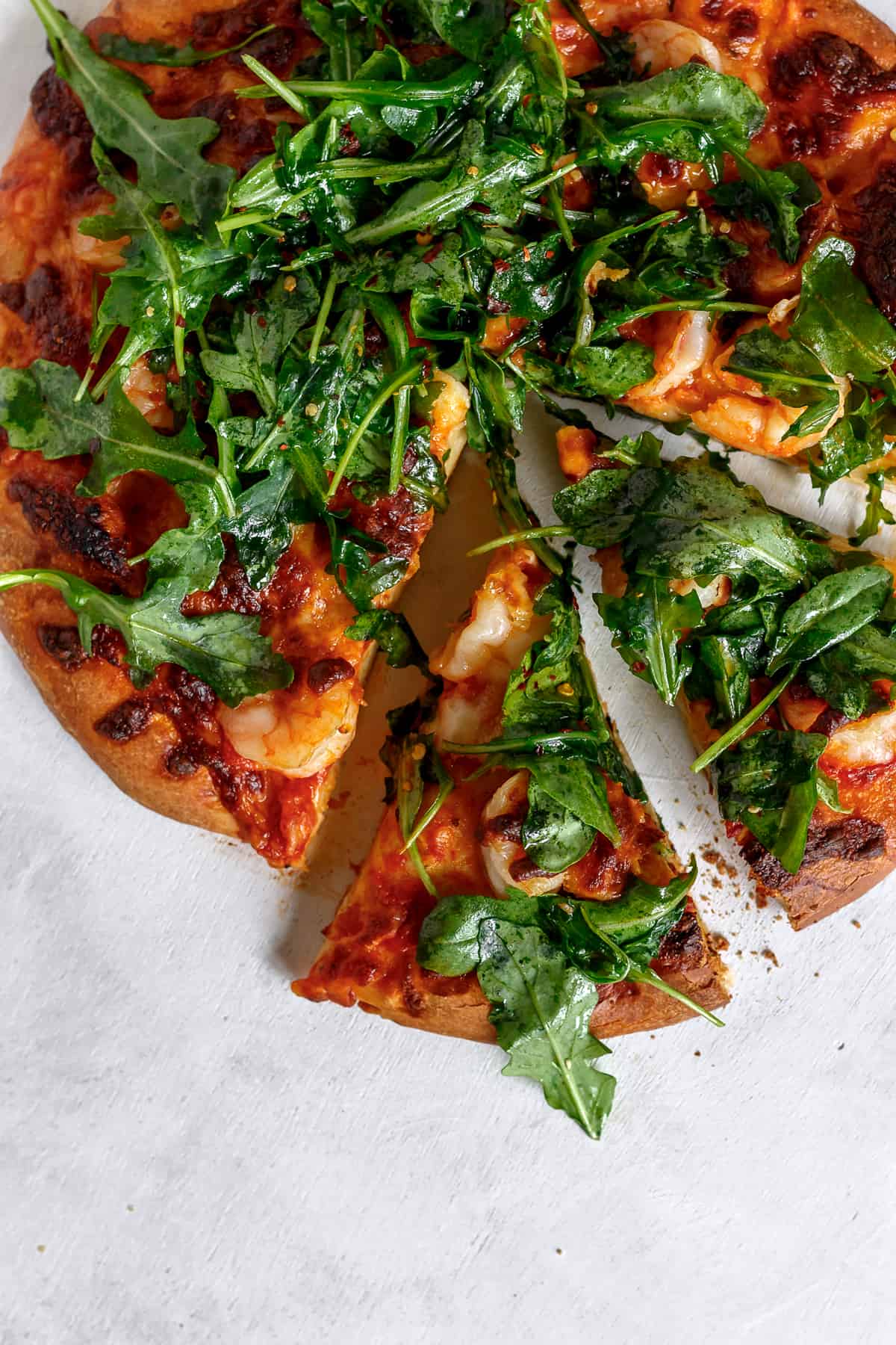 Shrimp and Arugula Pizza