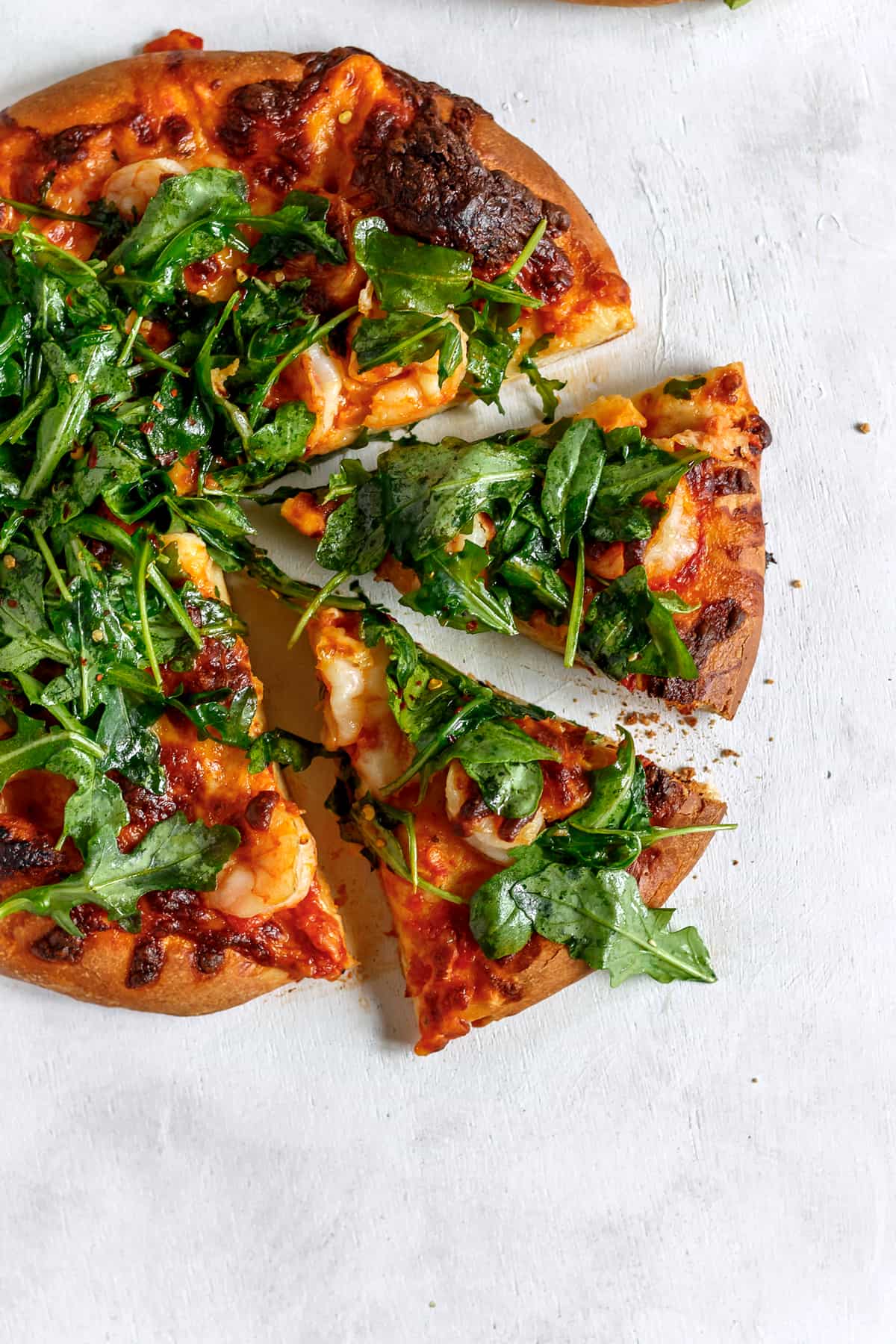 Shrimp and Arugula Pizza