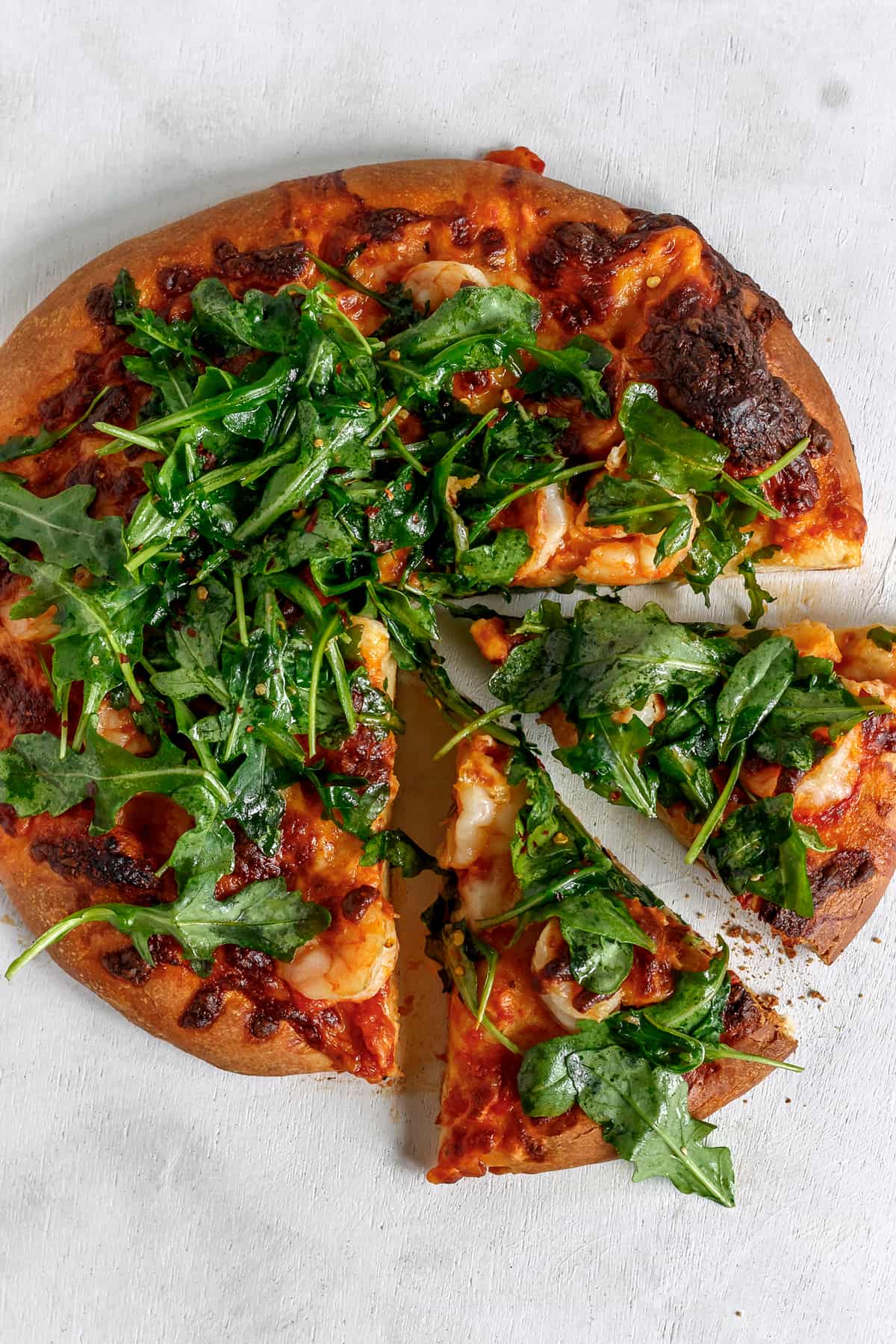 Shrimp and Arugula Pizza