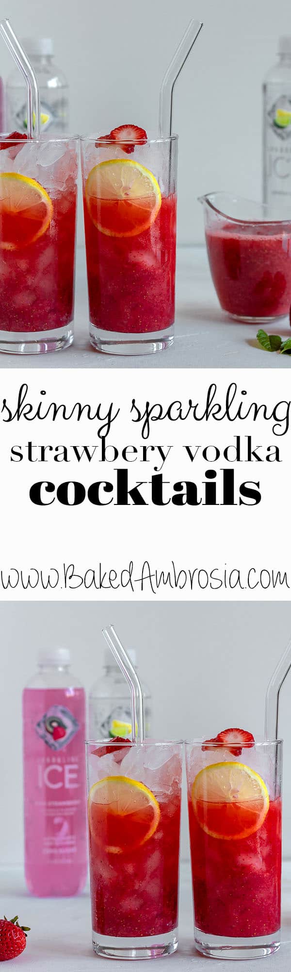 Skinny Sparkling Strawberry Vodka Cocktails