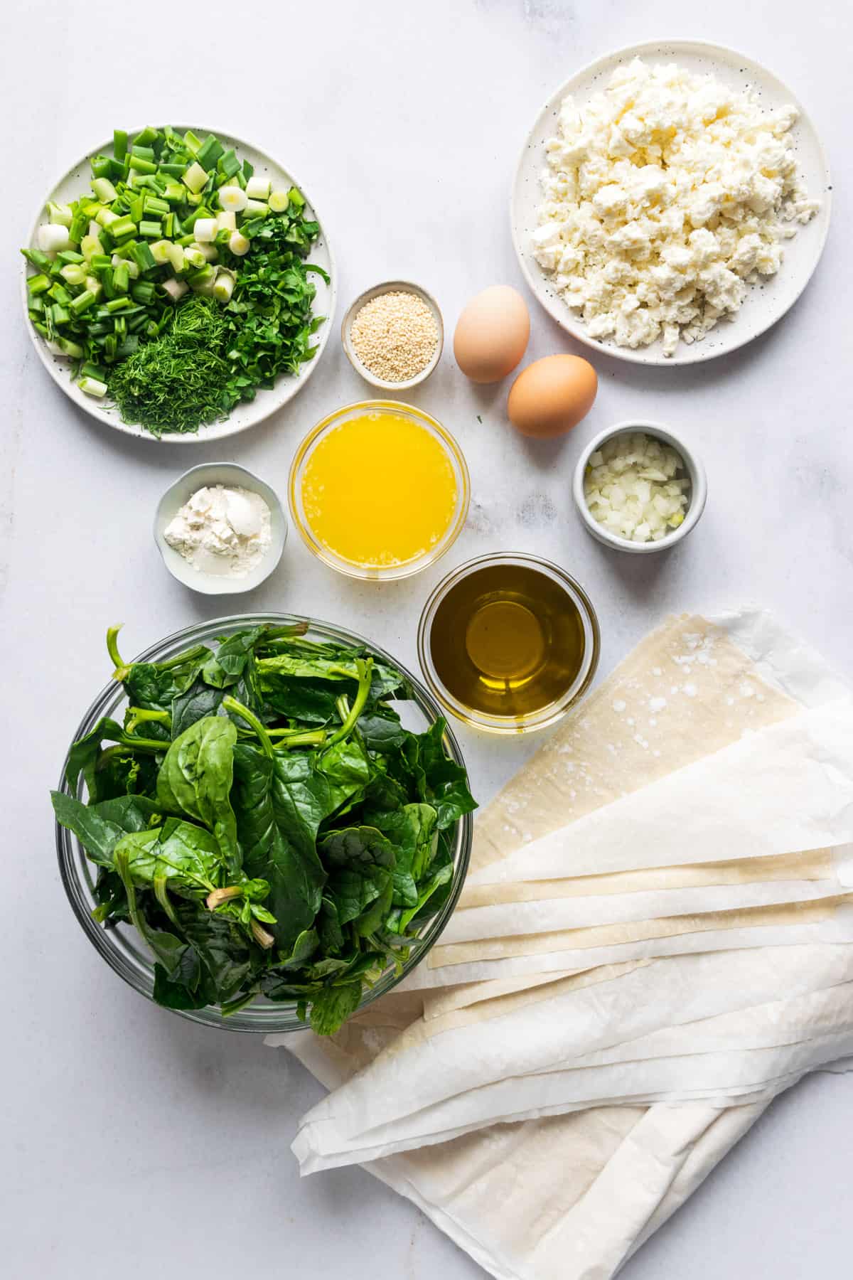 spanakopita ingredients.