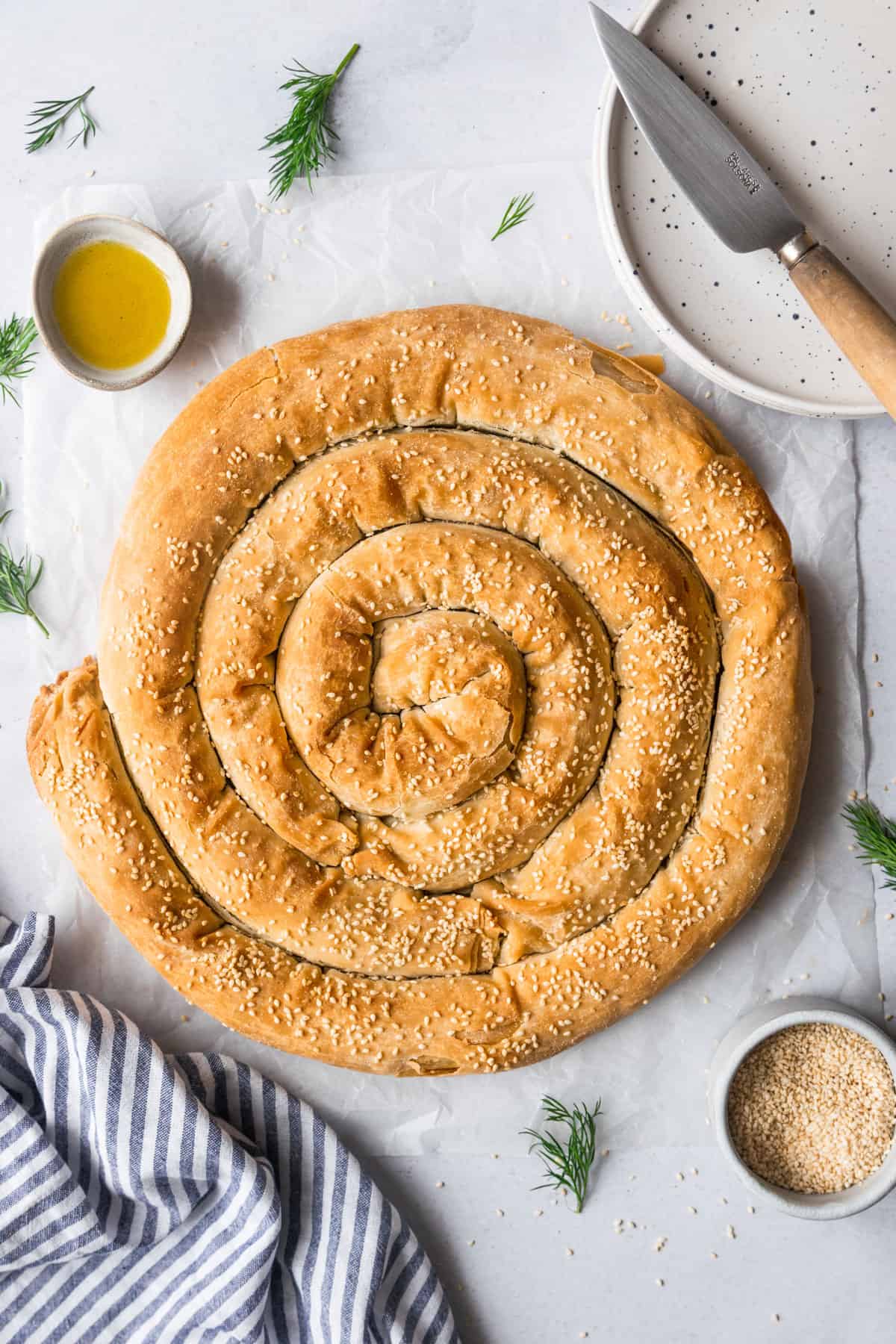 spiral spanakopita.