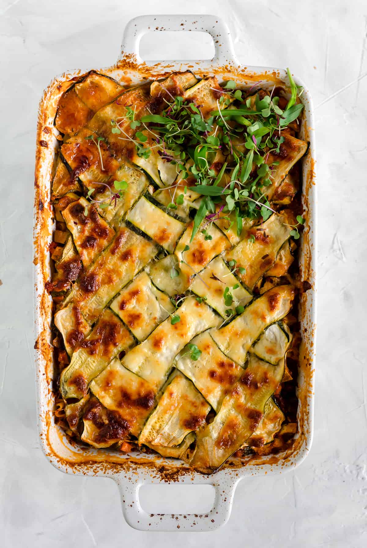 Vegetable Lasagna with Zucchini Lattice (vegetarian)