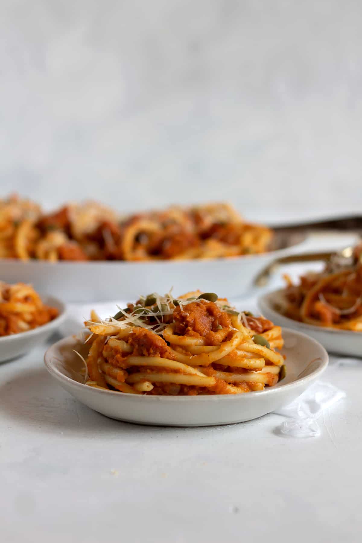Creamy Pumpkin Chorizo Bucatini