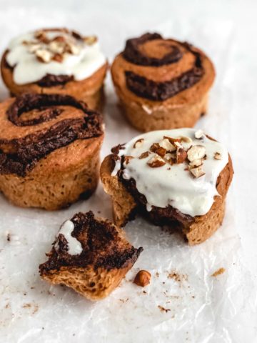 Best Ever Chocolate Hazelnut Buns with Cream Cheese Icing