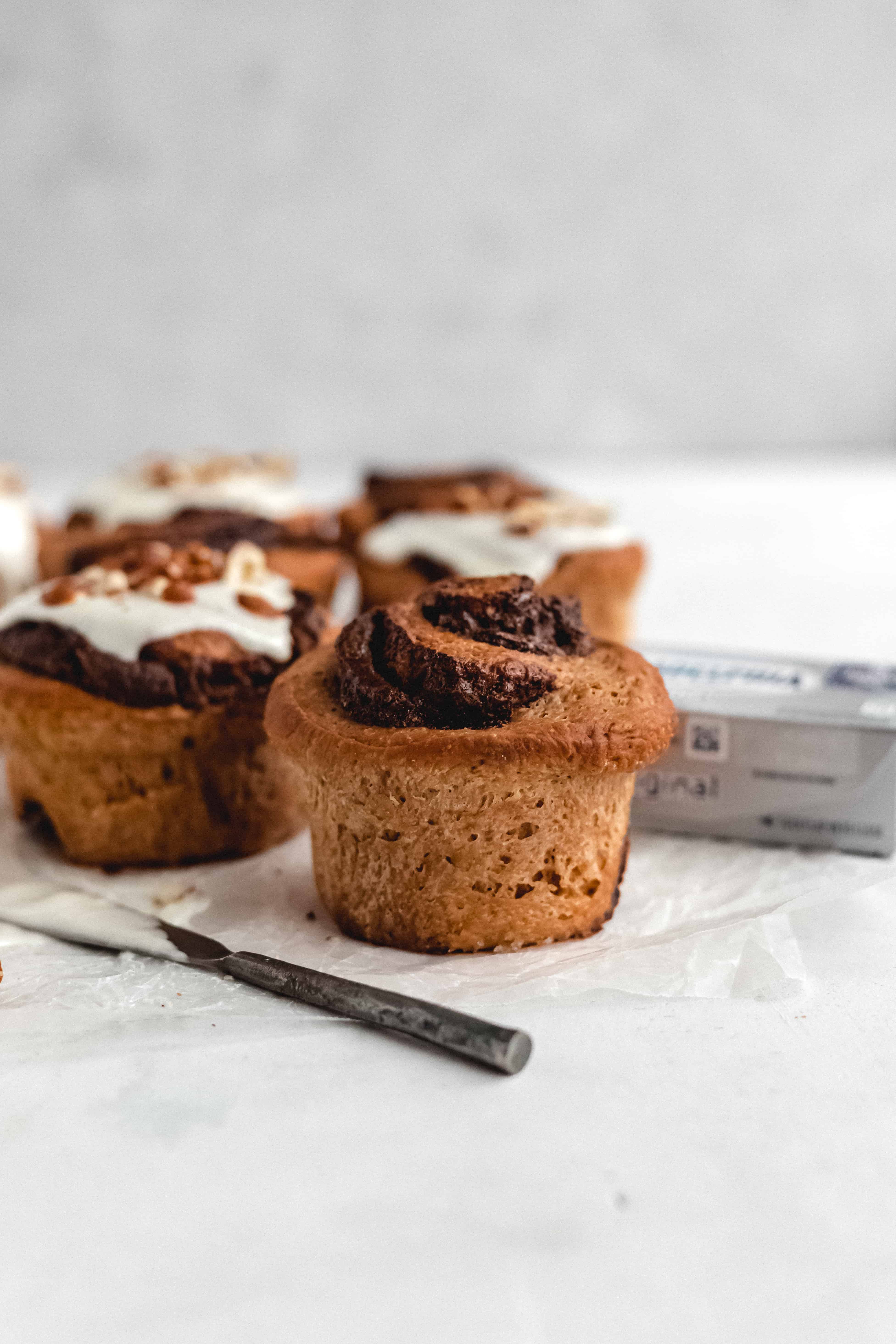 Nutella Hazelnut Buns with Cream Cheese Icing