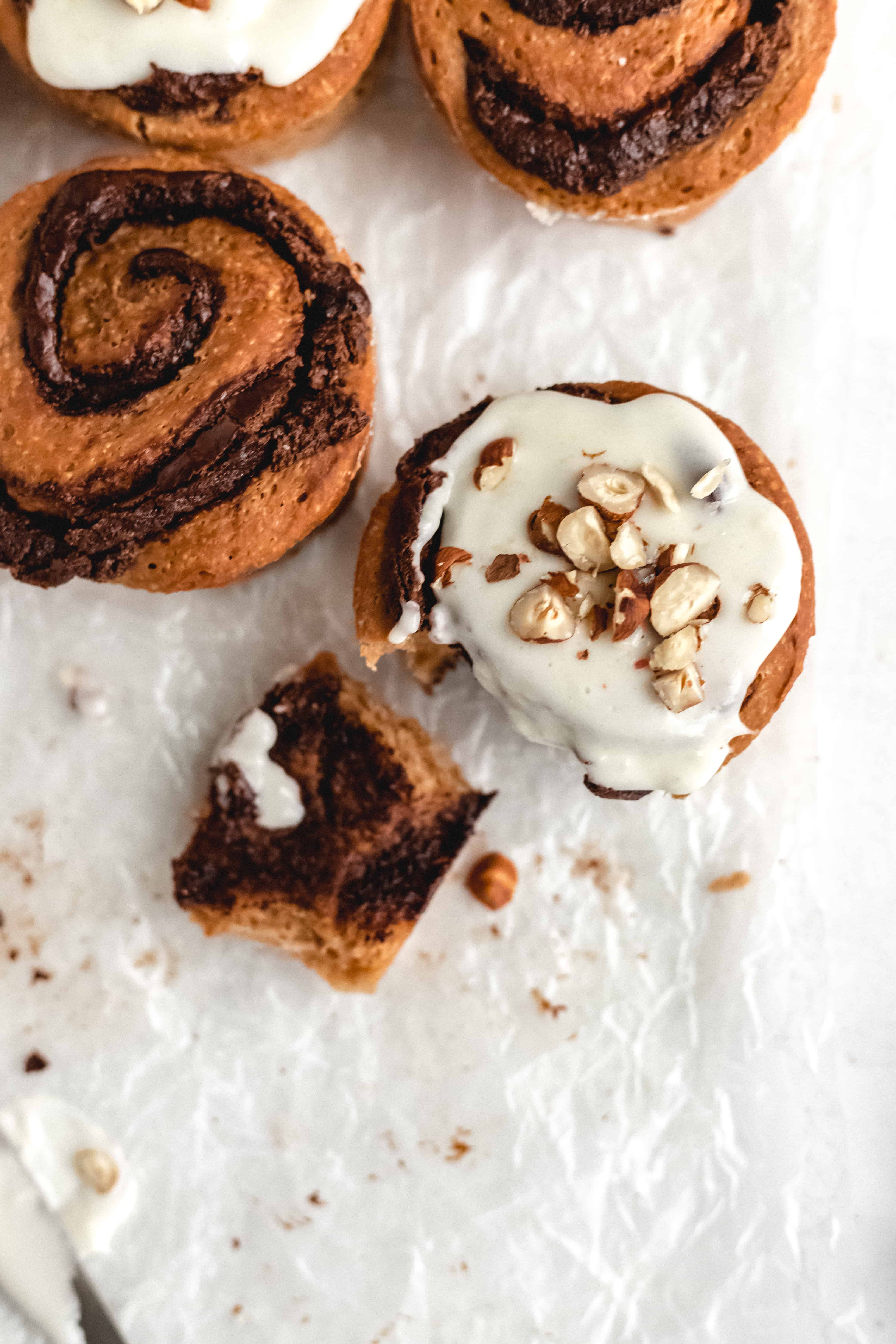 Best Ever Chocolate Hazelnut Buns with Cream Cheese Icing