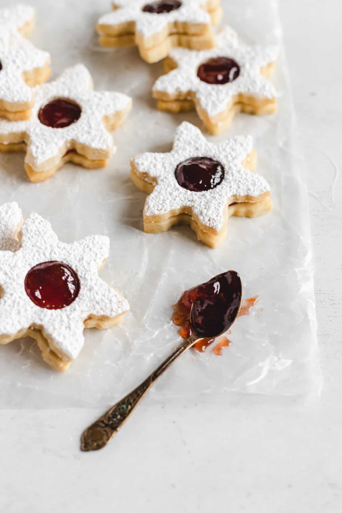 Strawberry Almond Linzer Cookies