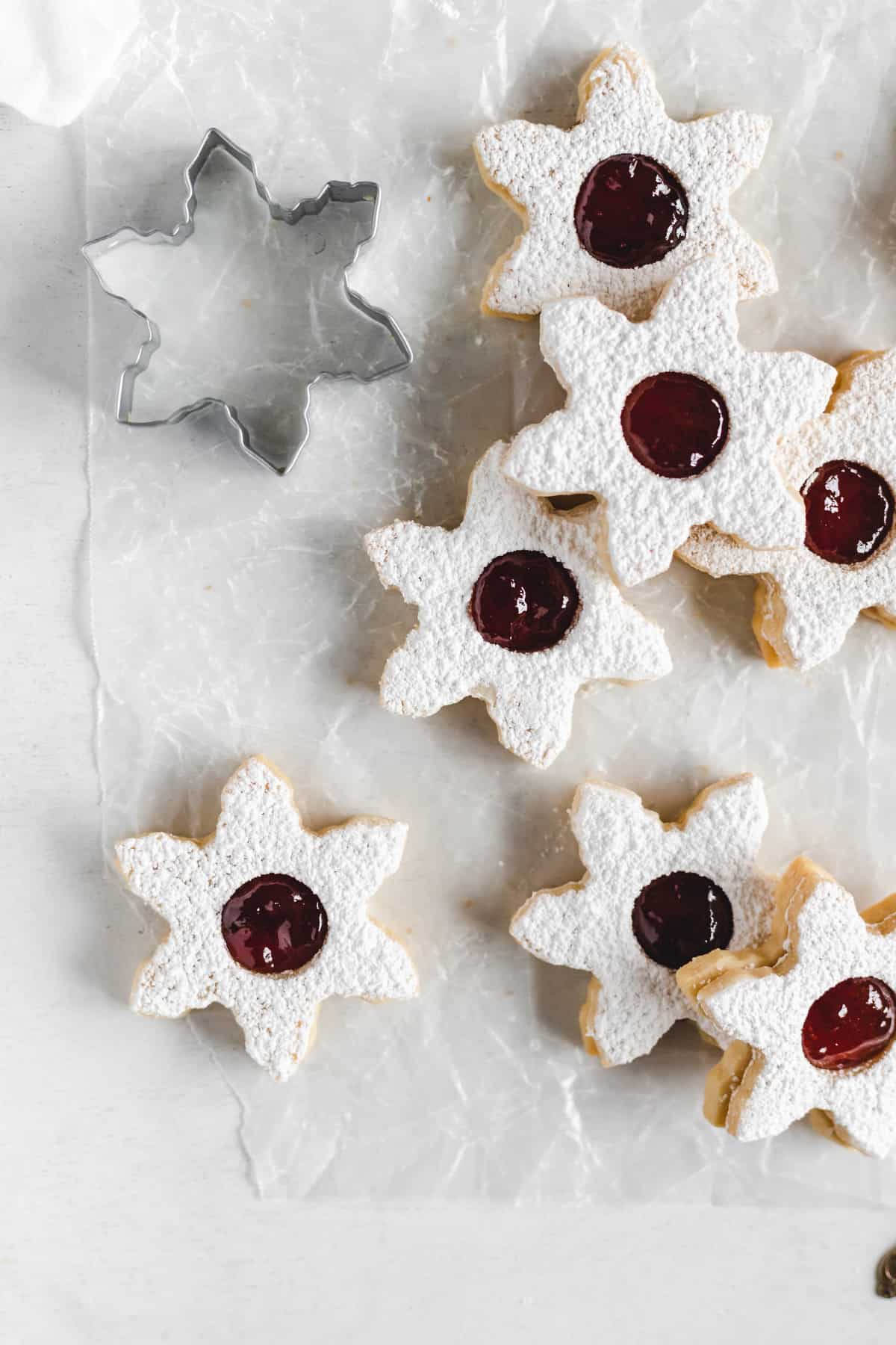 Strawberry Almond Linzer Cookies