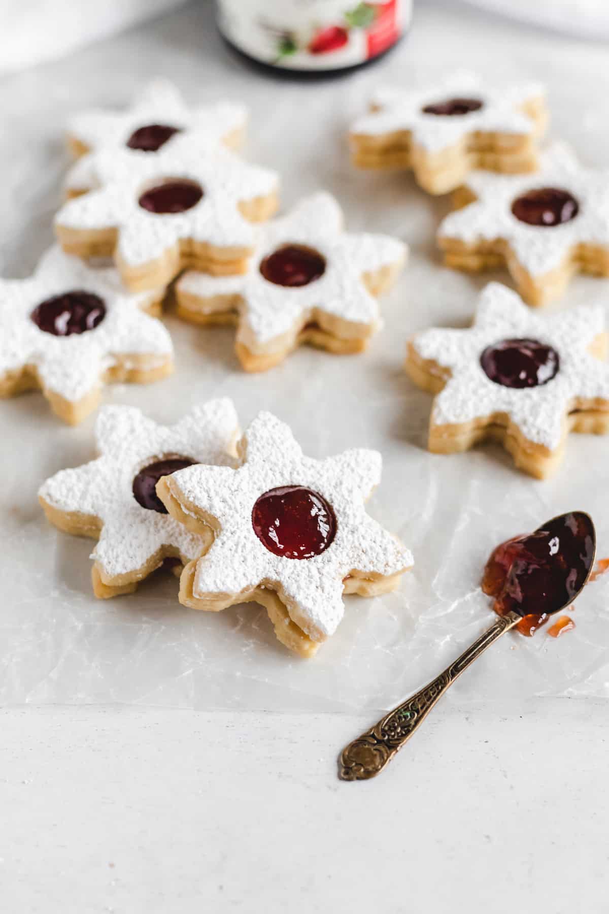 Strawberry Almond Linzer Cookies