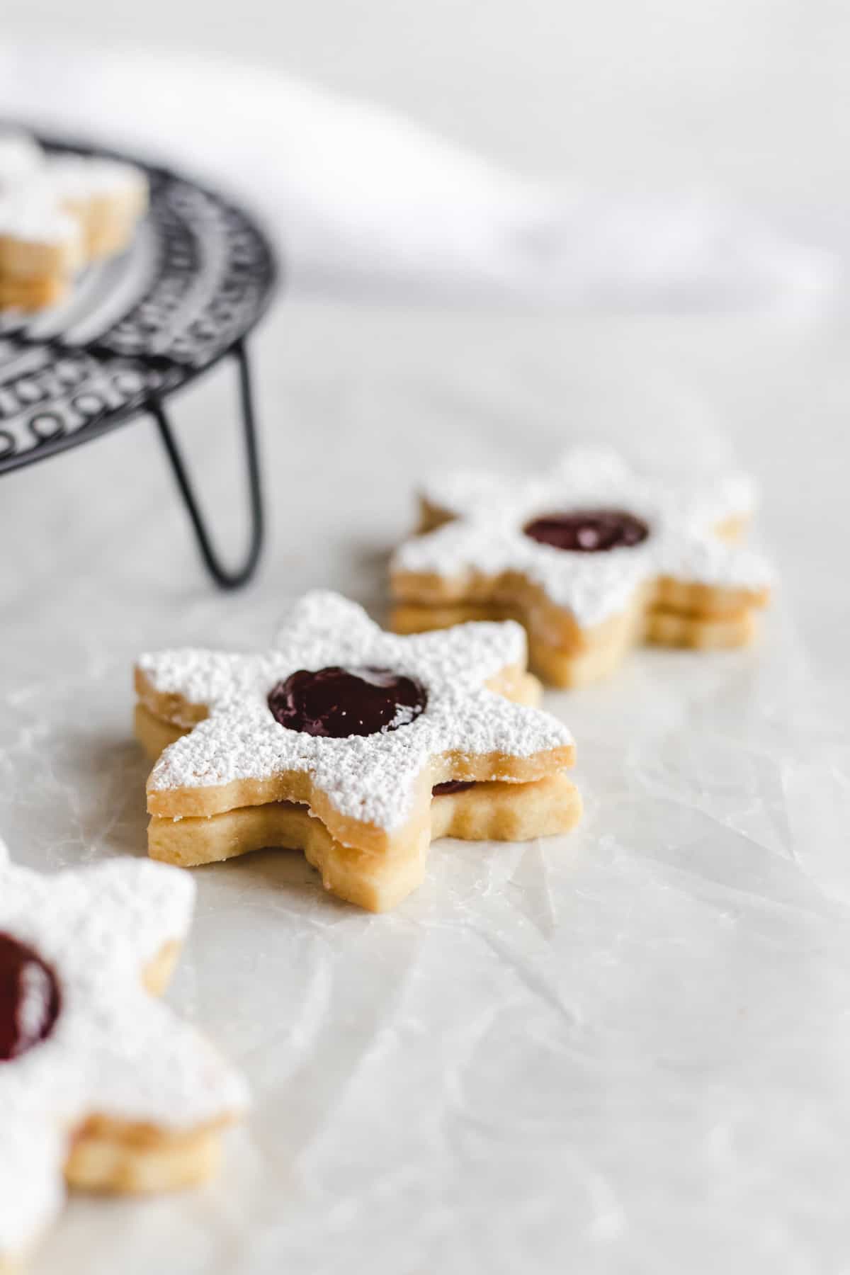 Strawberry Almond Linzer Cookies