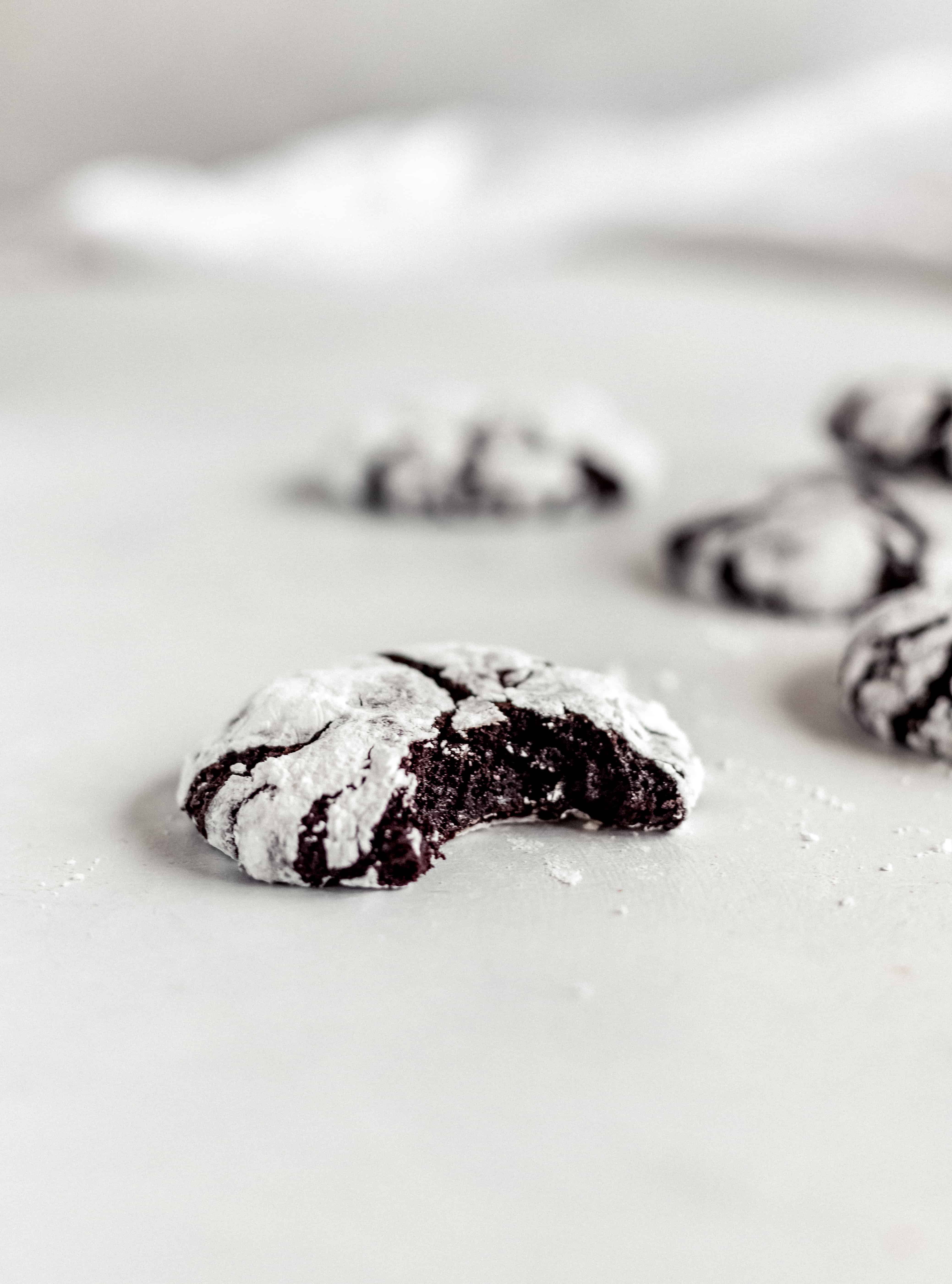 Fudgy Dark Chocolate Crinkle Cookies