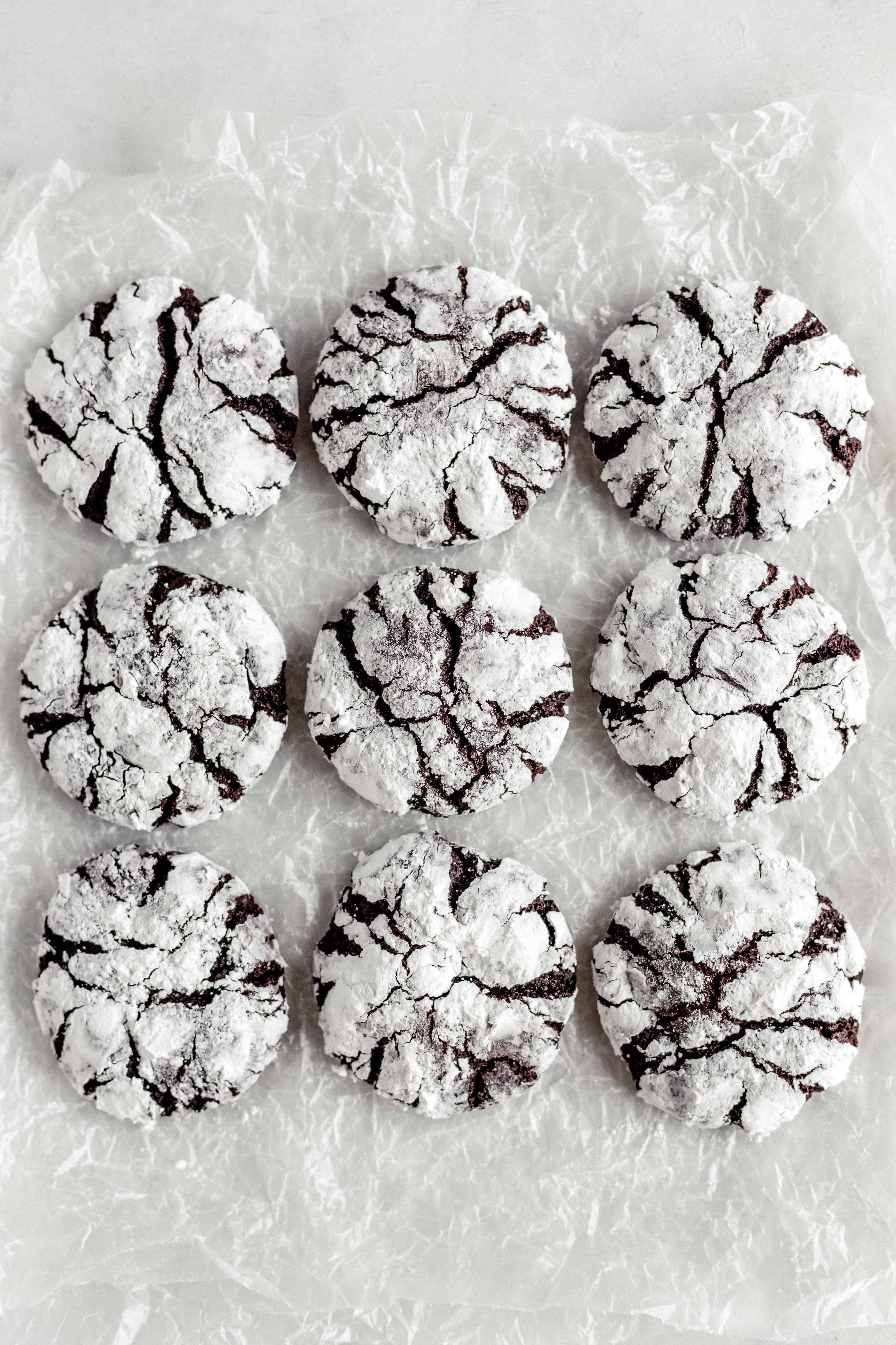Fudgy Dark Chocolate Crinkle Cookies