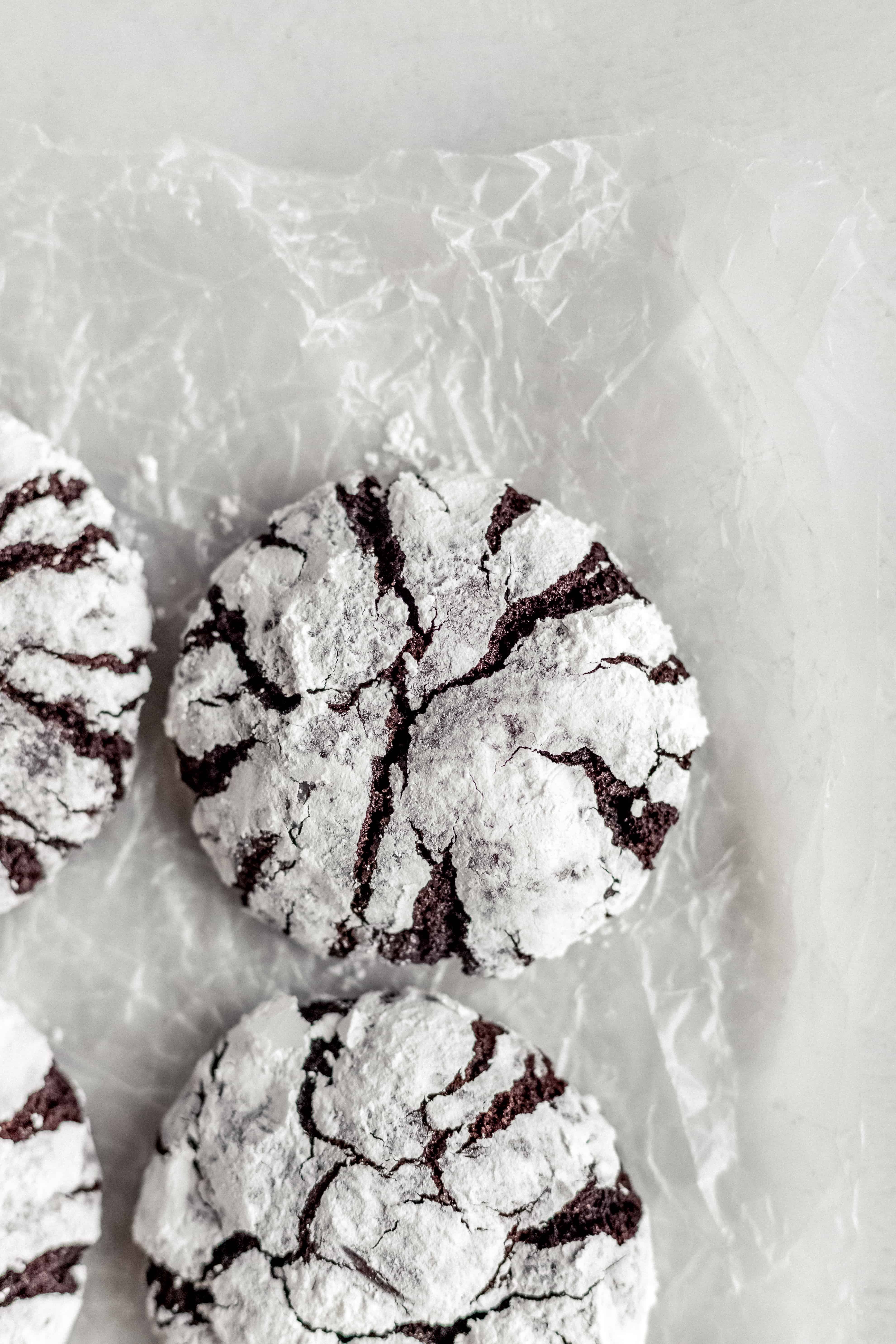 Fudgy Dark Chocolate Crinkle Cookies