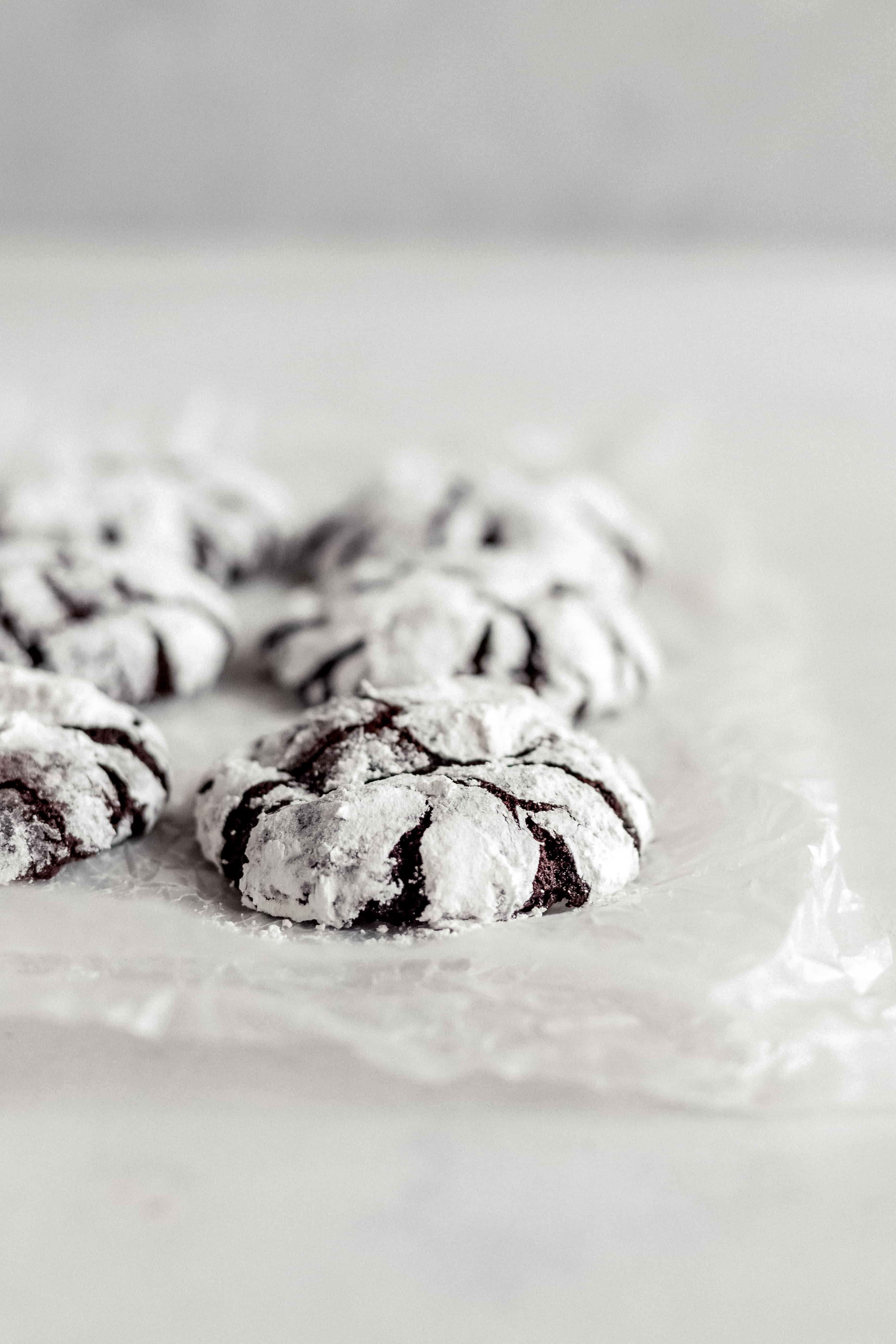 Fudgy Dark Chocolate Crinkle Cookies