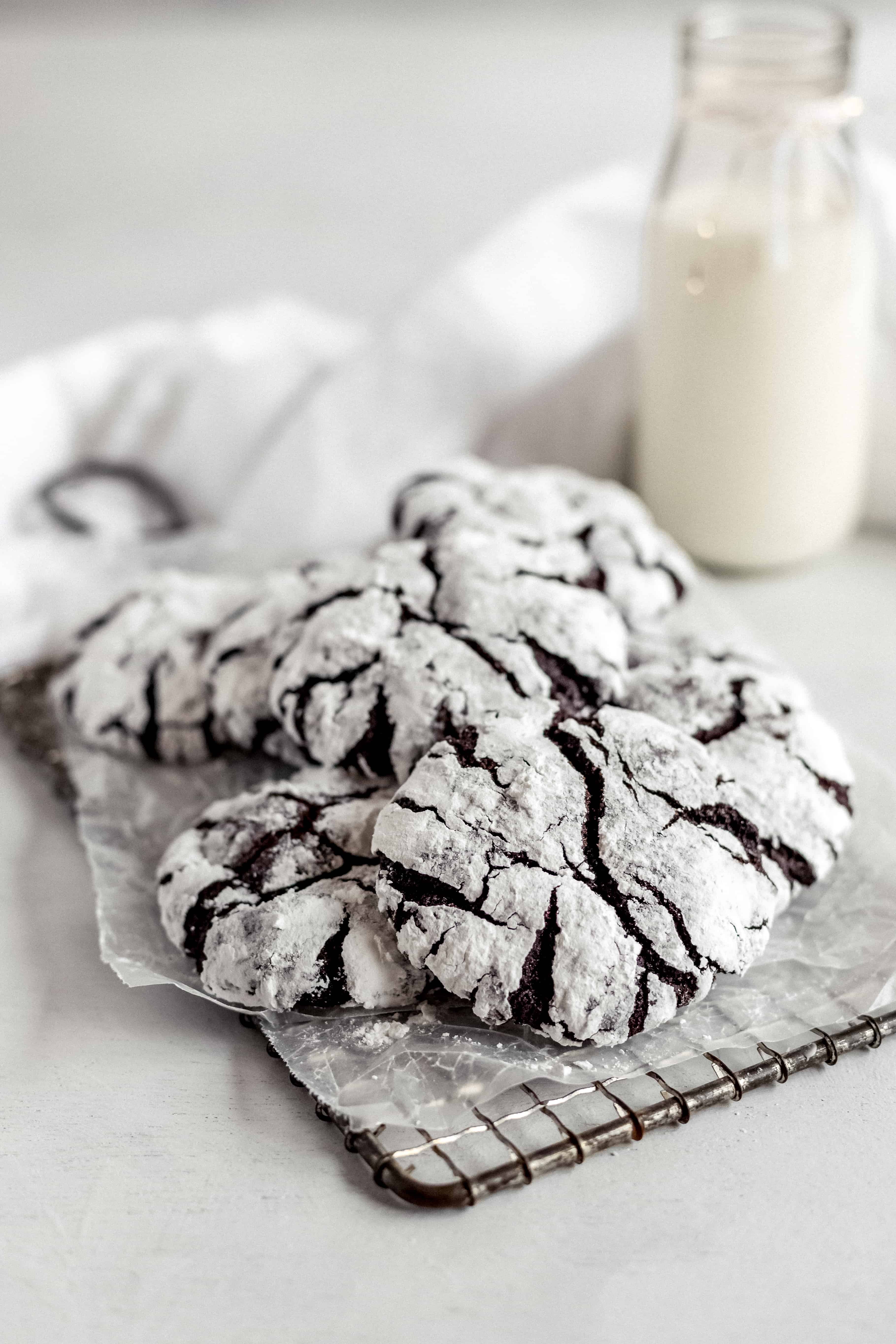 Fudgy Dark Chocolate Crinkle Cookies