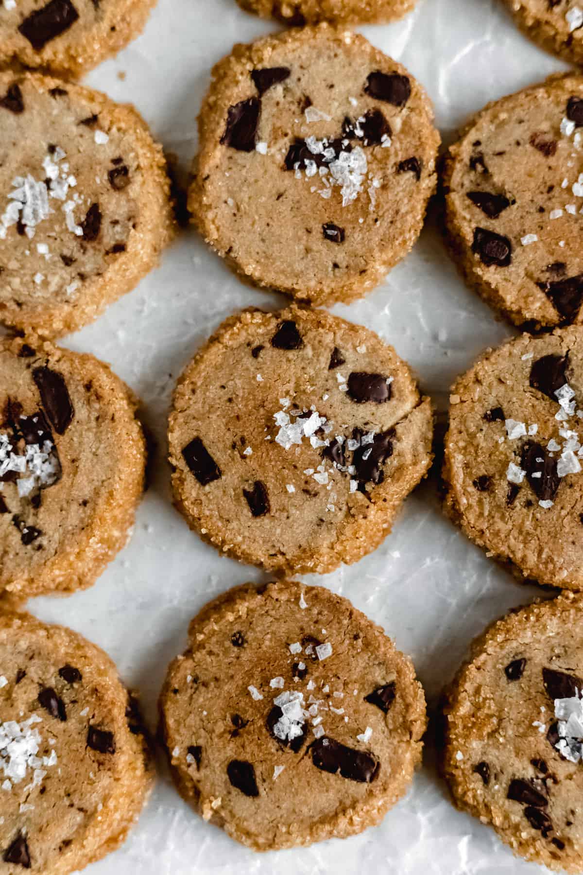 Slice and bake Salted Chocolate Chunk Espresso Cookies are sweet and salty with the perfect crunch - made with dark chocolate, brown sugar, and vanilla bean for the ultimate flavor.