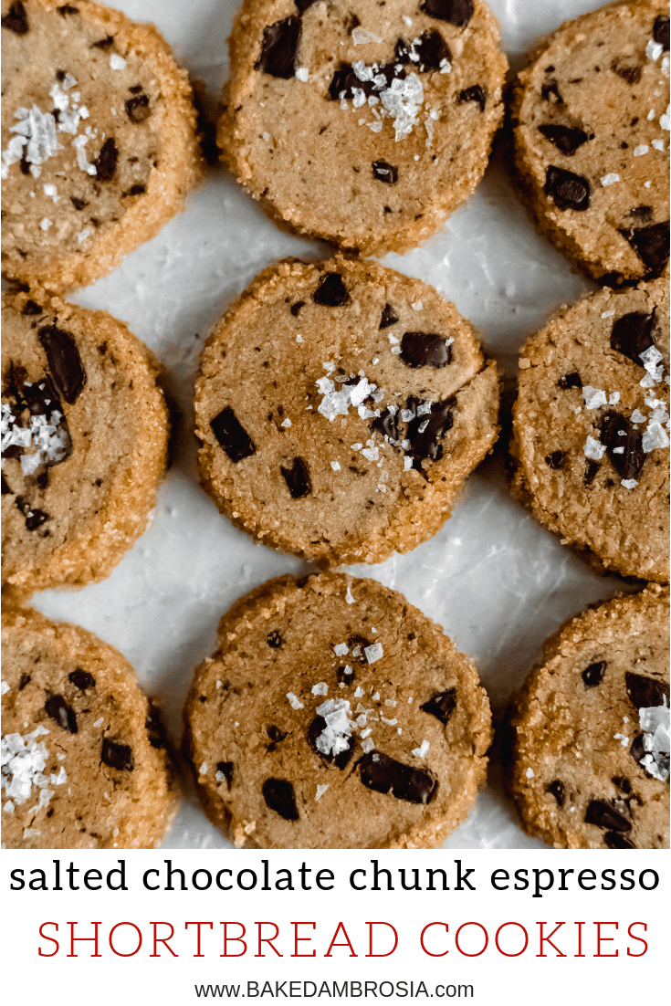 Salted Chocolate Chunk Espresso Shortbread Cookies