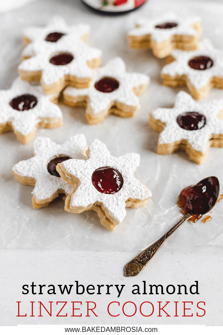 Strawberry Almond Linzer Cookies