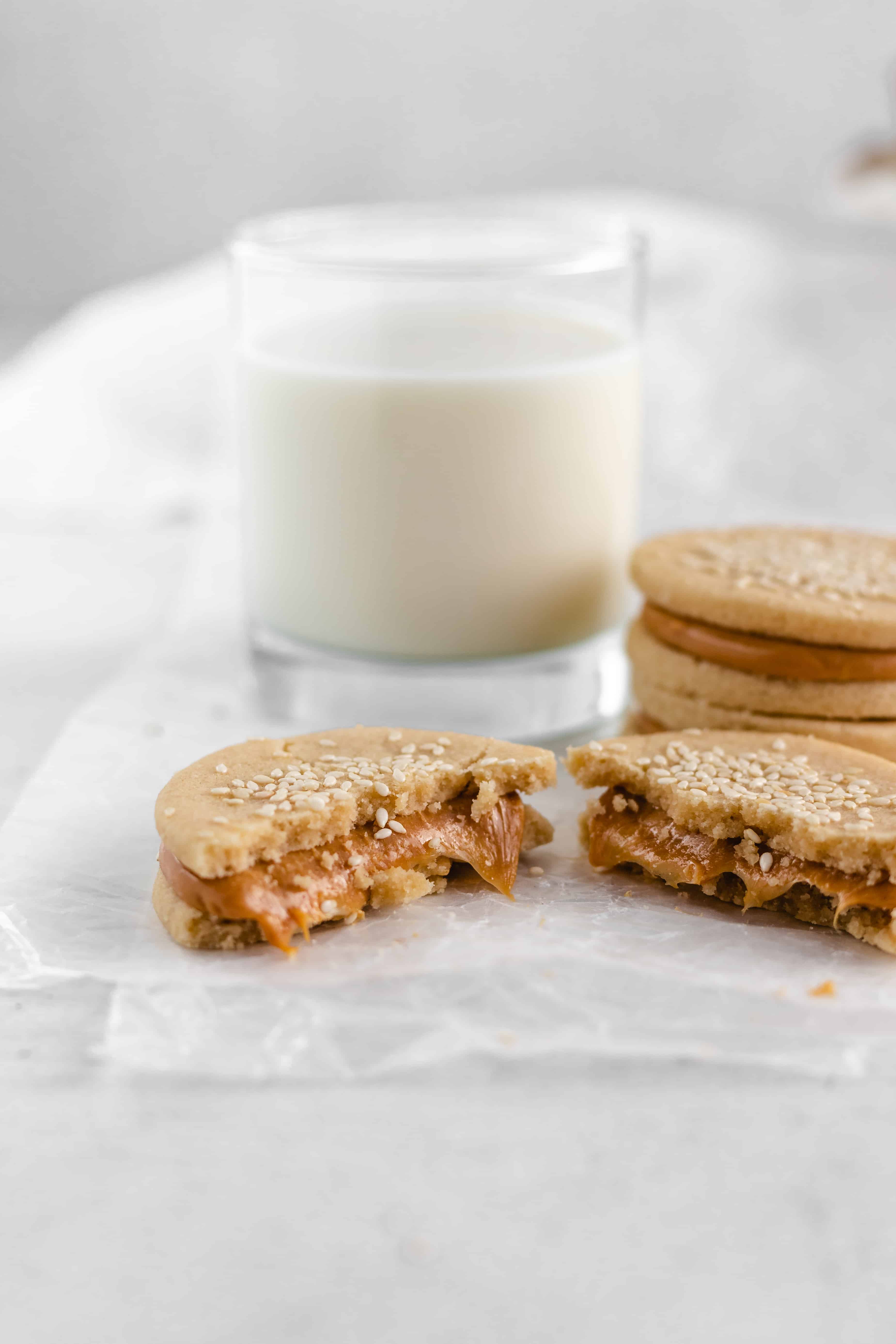 Tahini Shortbread Cookies with Dulce de Leche Recipe