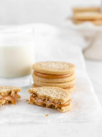 Tahini Shortbread Cookies with Dulce de Leche