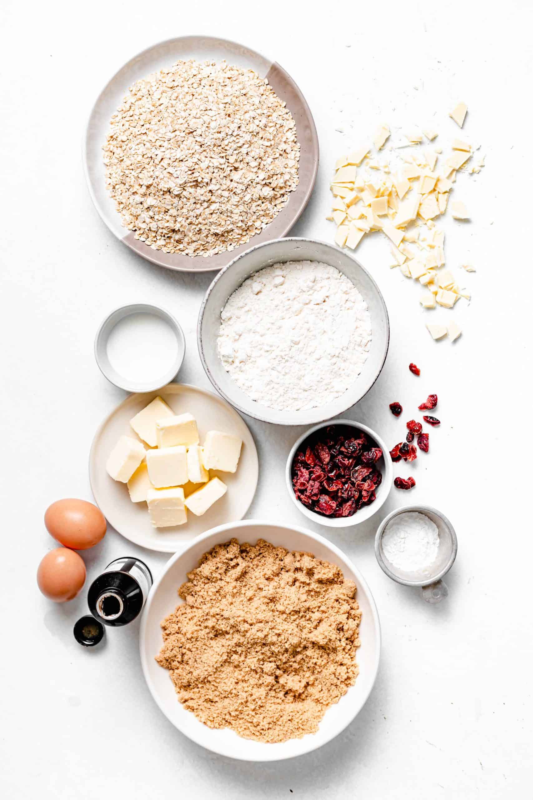 white chocolate cranberry oatmeal cookie ingredients