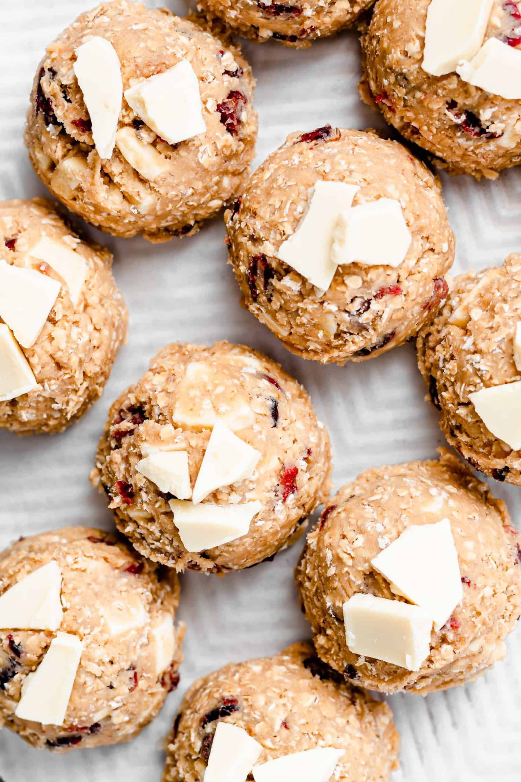 white chocolate cranberry oatmeal cookie dough