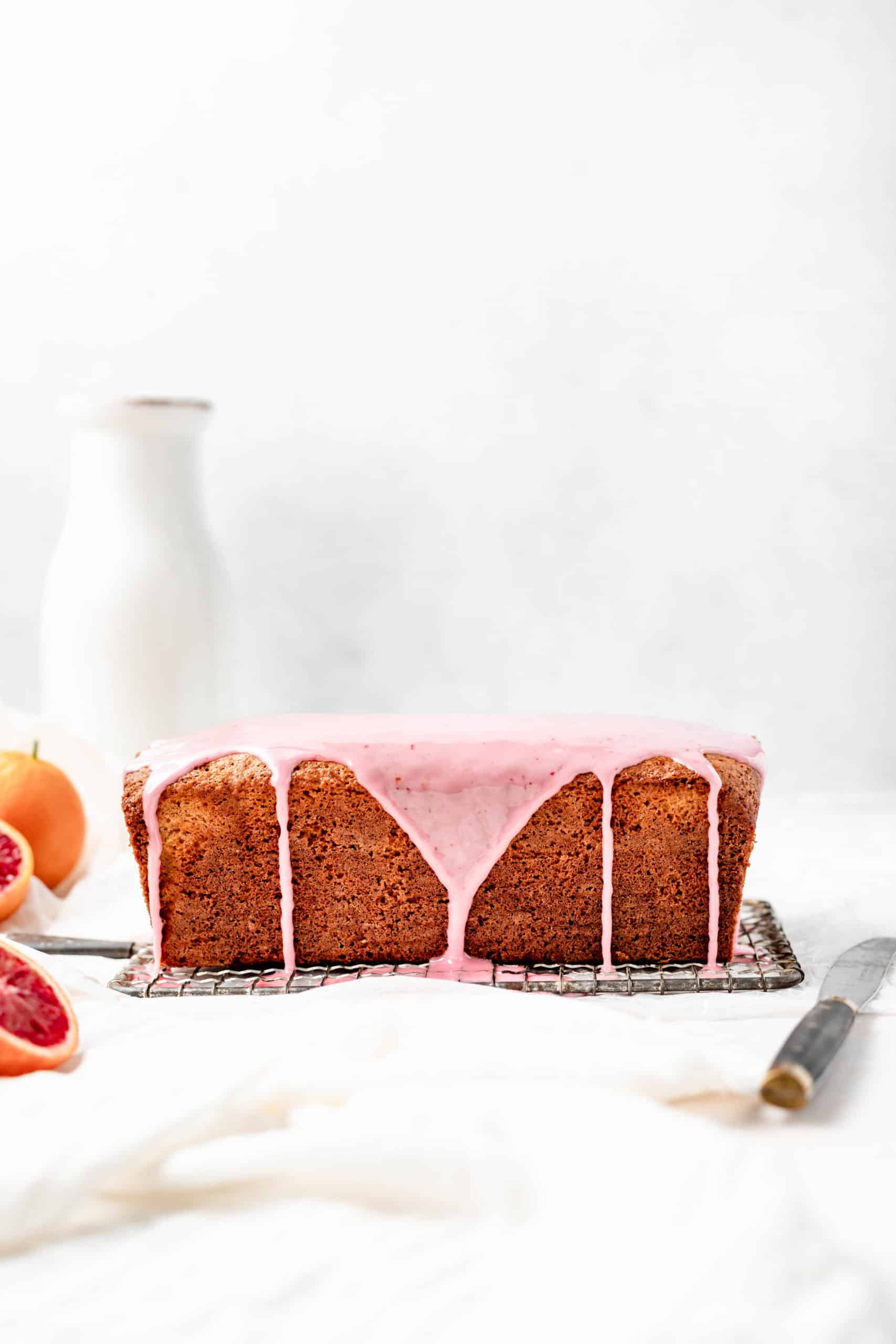 blood orange loaf cake with blood orange glaze