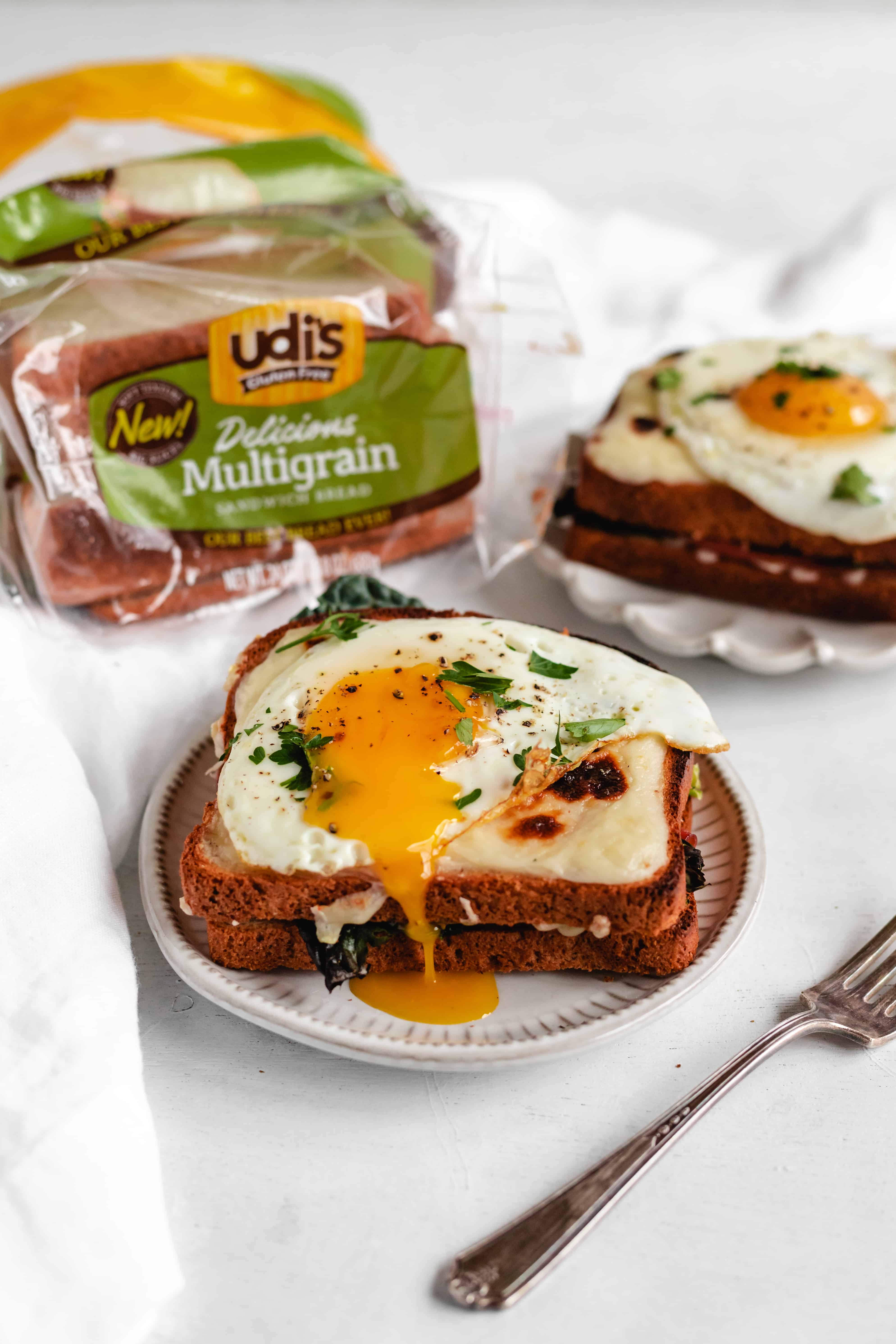 Gluten Free Kale Croque Madame Grilled Cheese