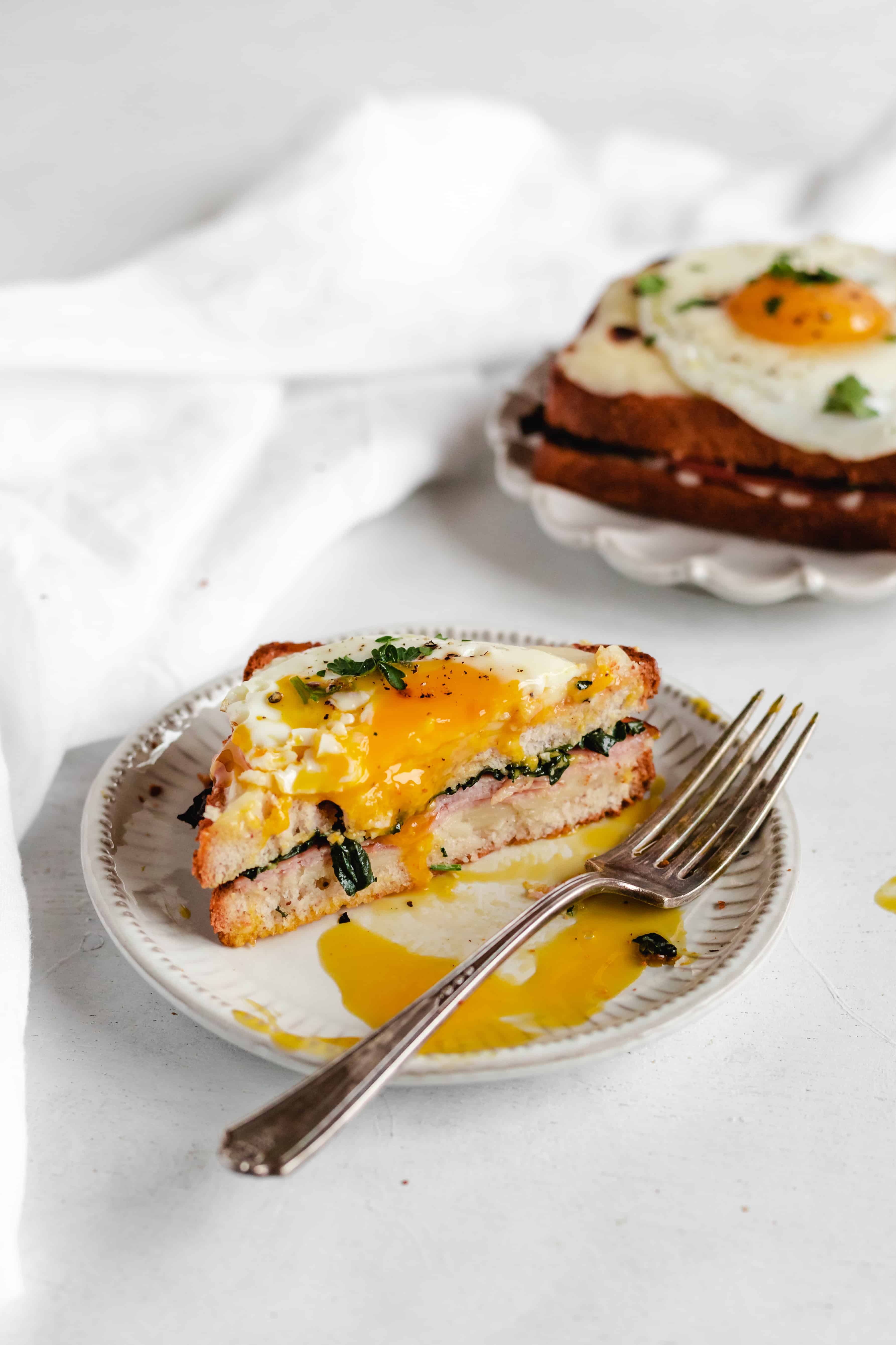 Gluten Free Kale Croque Madame Grilled Cheese