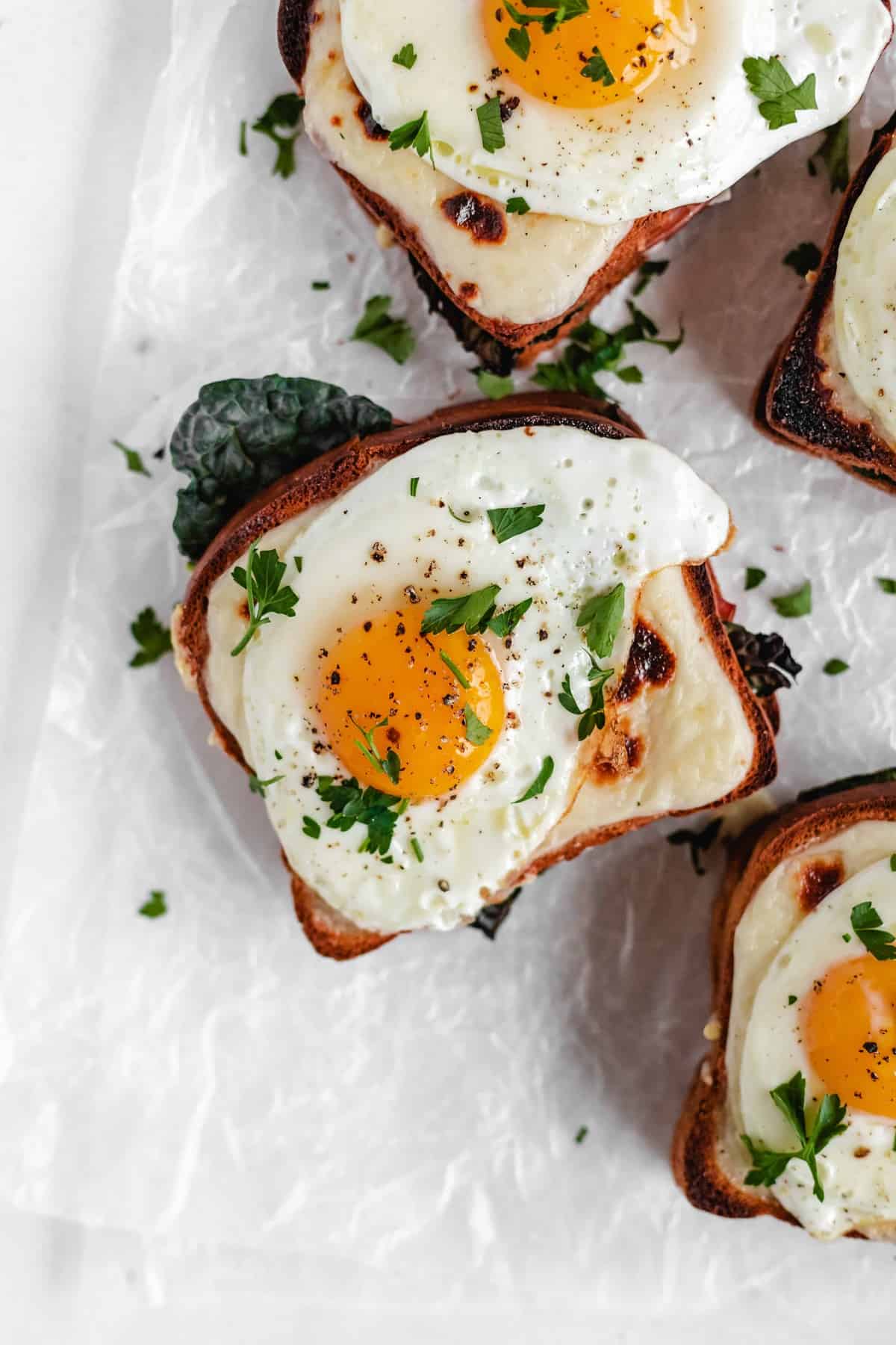 Gluten Free Kale Croque Madame Grilled Cheese