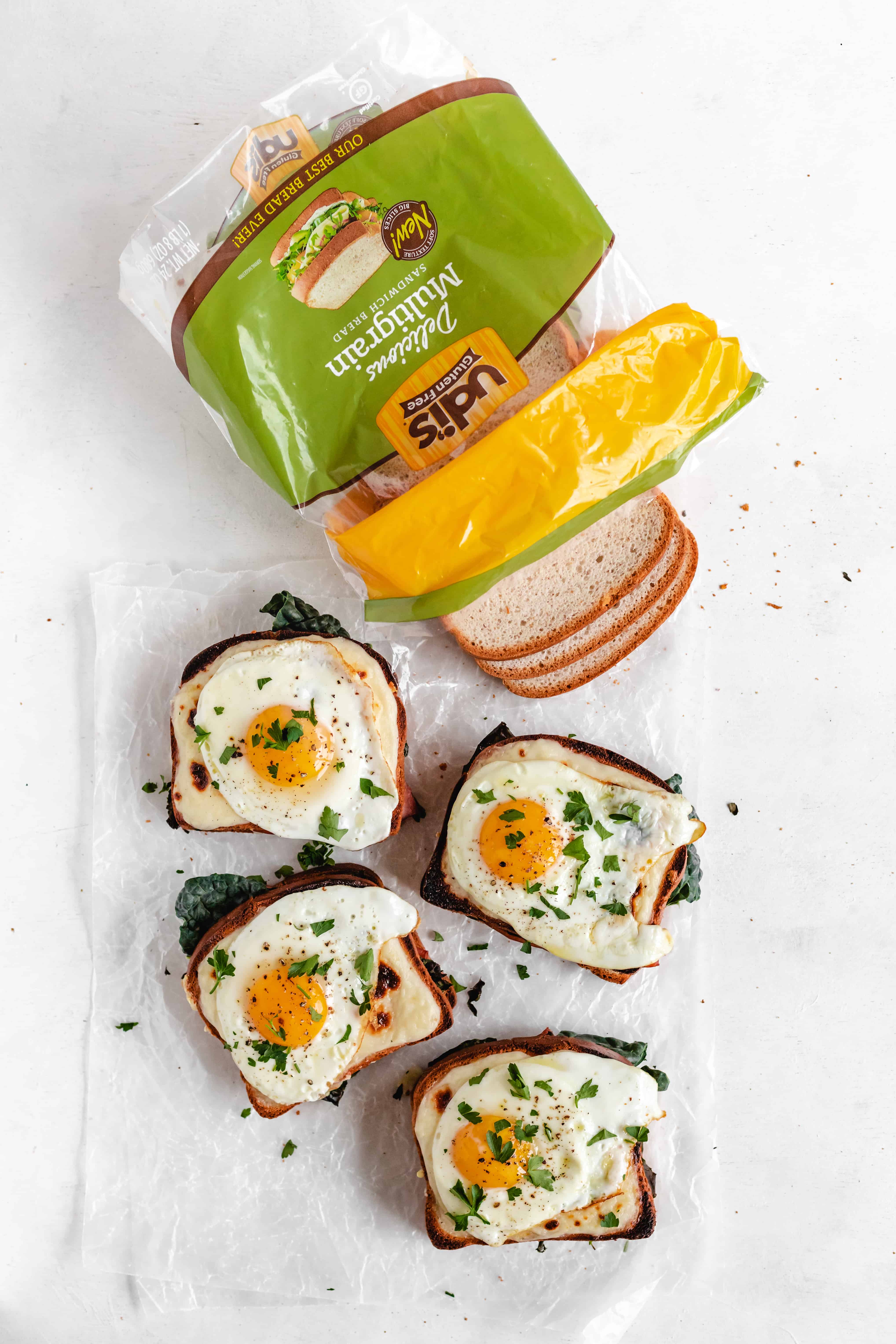 Gluten Free Kale Croque Madame Grilled Cheese