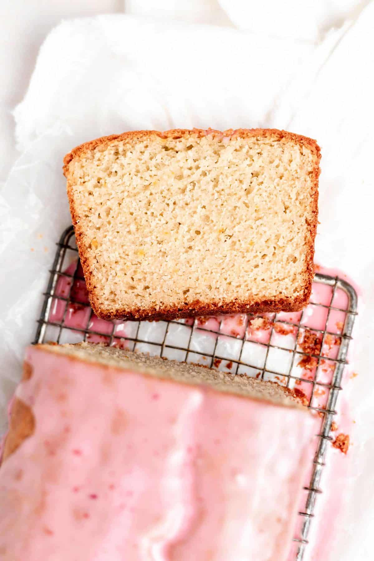 slice of moist orange loaf cake