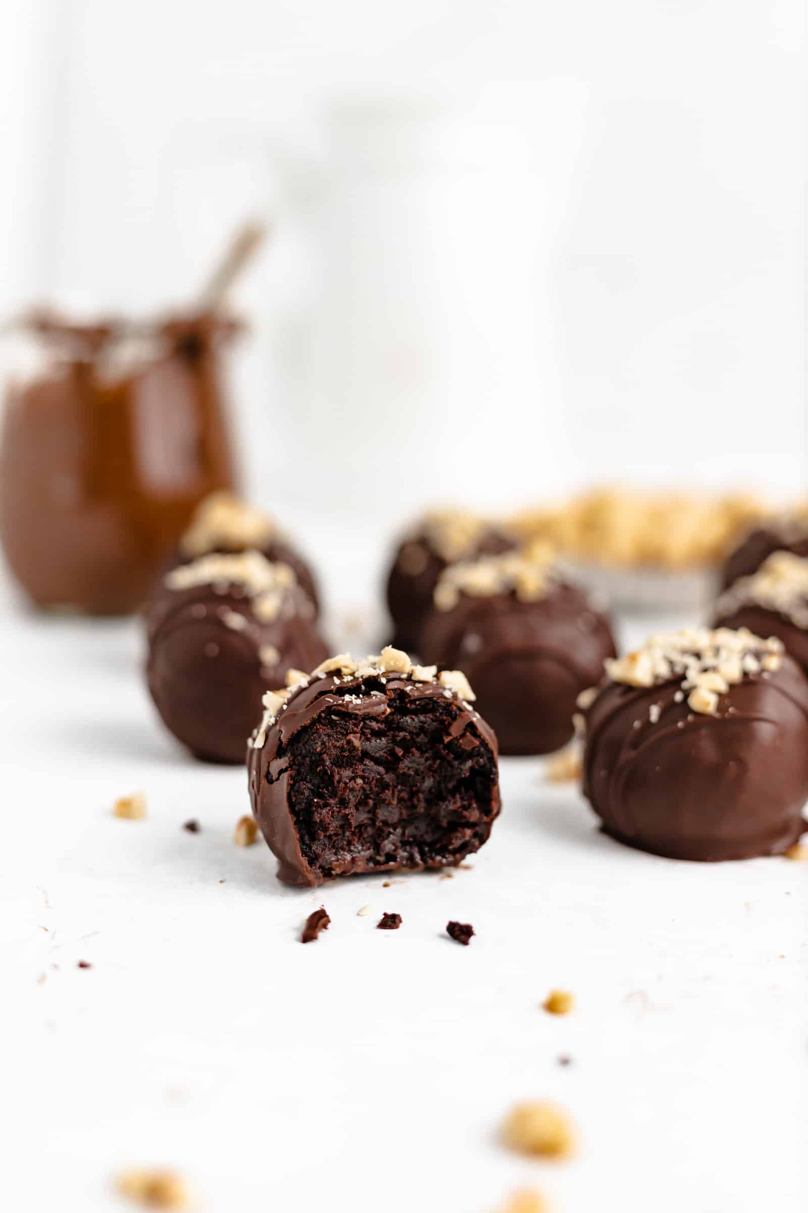 Dark Chocolate and Hazelnut Cake Truffles 