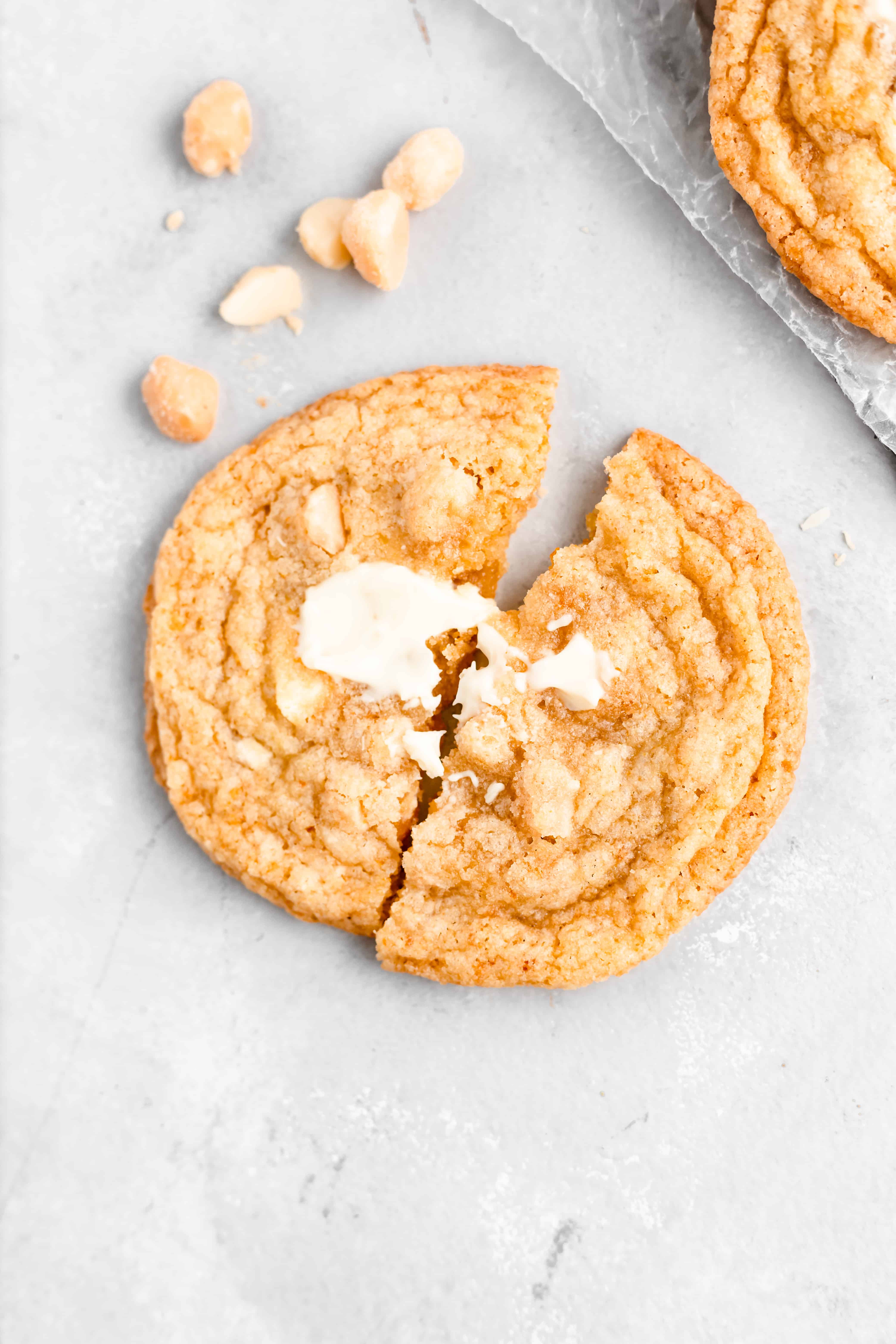 White Chocolate Orange Macadamia Nut Cookie recipe - crisp edges, soft and chewy centers!