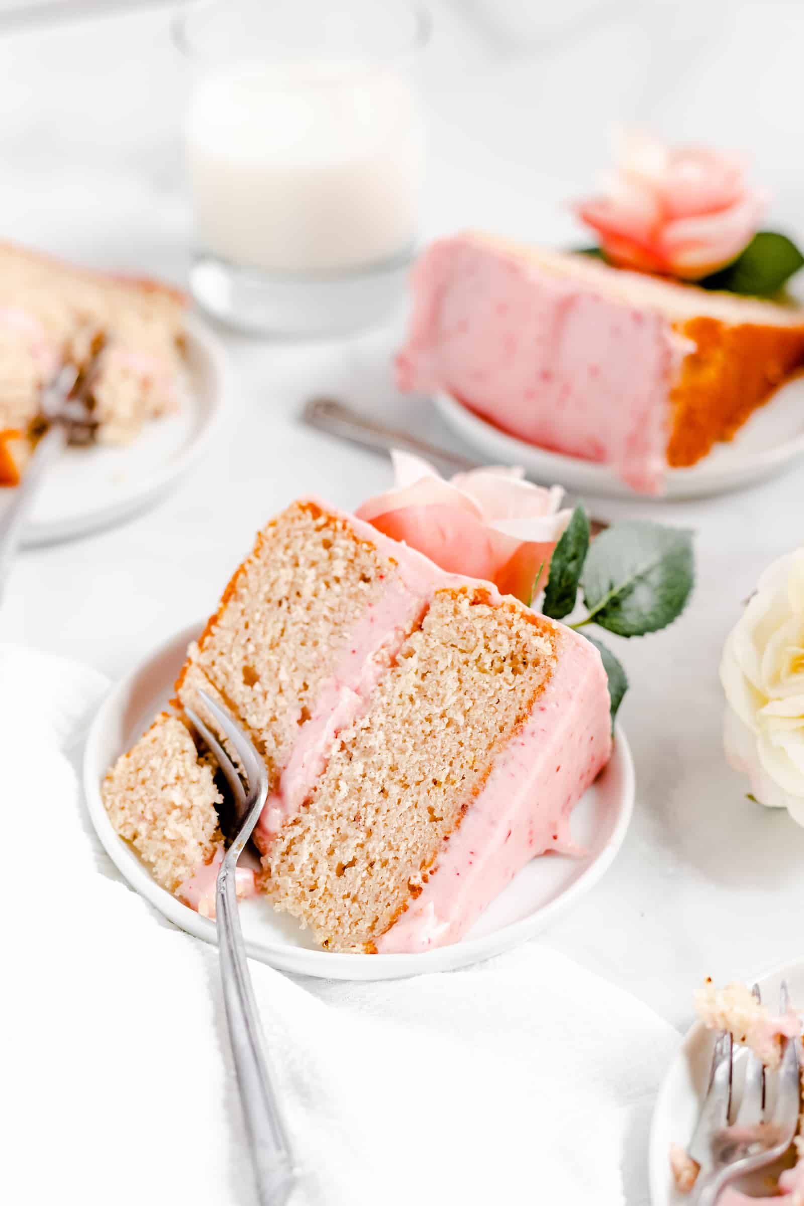 slice of homemade fresh strawberry cake