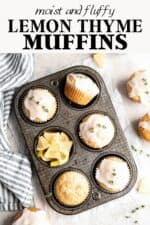 Lemon thyme muffins with lemon glaze.