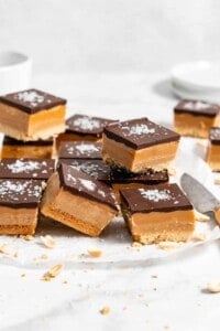 stack of Peanut Butter Millionaire Bars