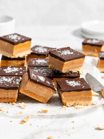 stack of Peanut Butter Millionaire Bars
