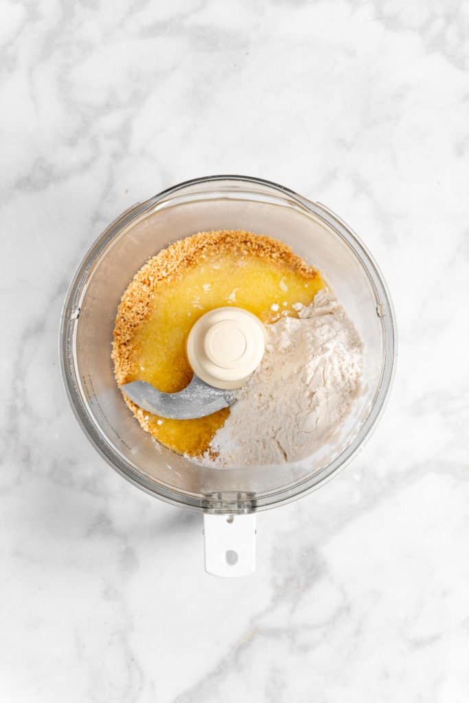 shortbread ingredients in a food processor