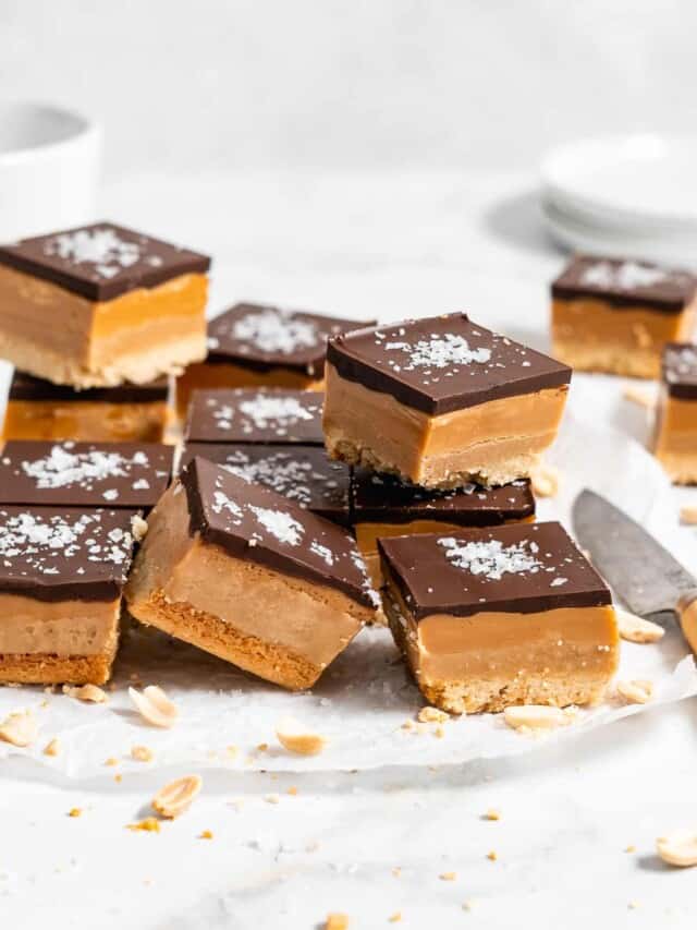 stack of Peanut Butter Millionaire Bars
