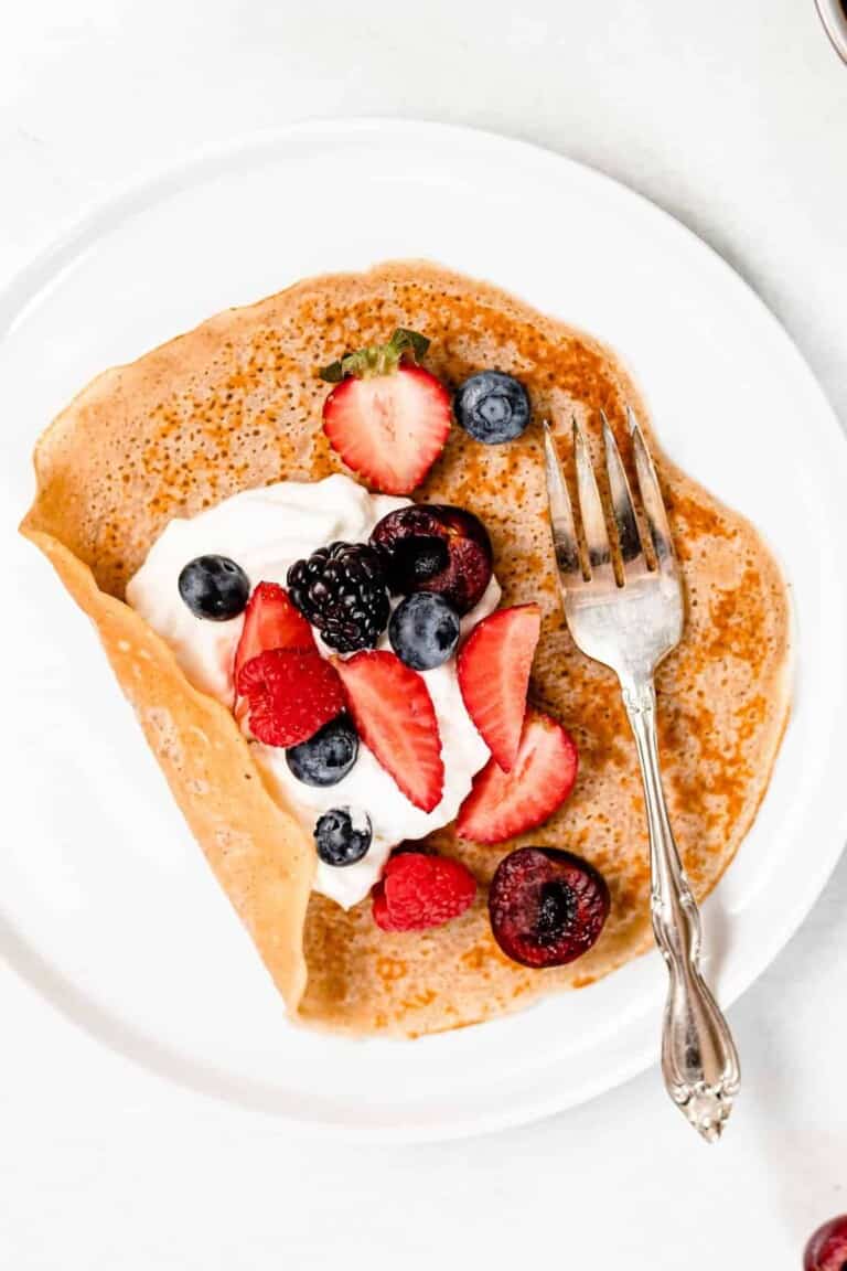 Sweet Cinnamon Crepes with Cream and Berries