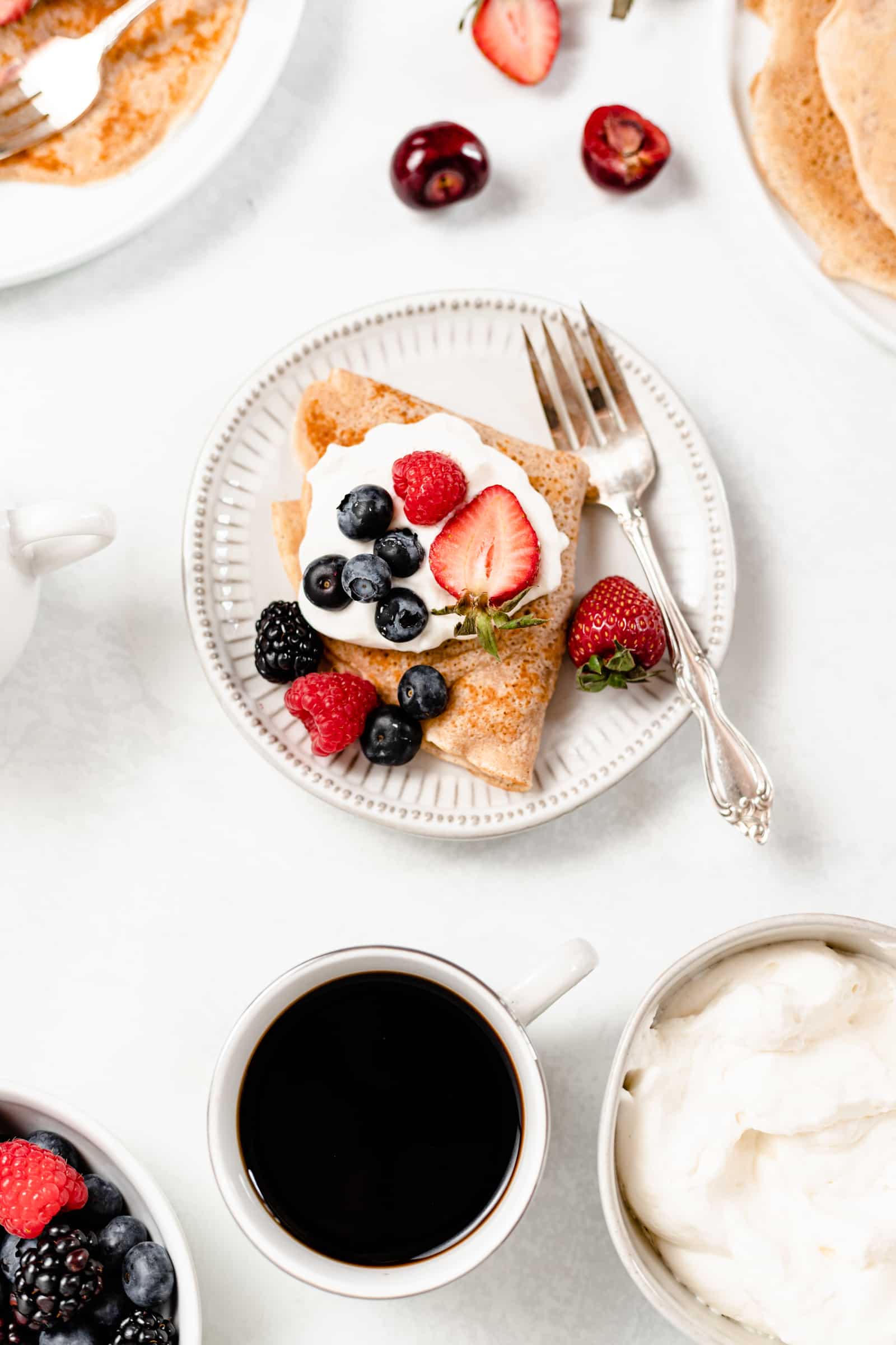 crepes with whipped cream and fruit