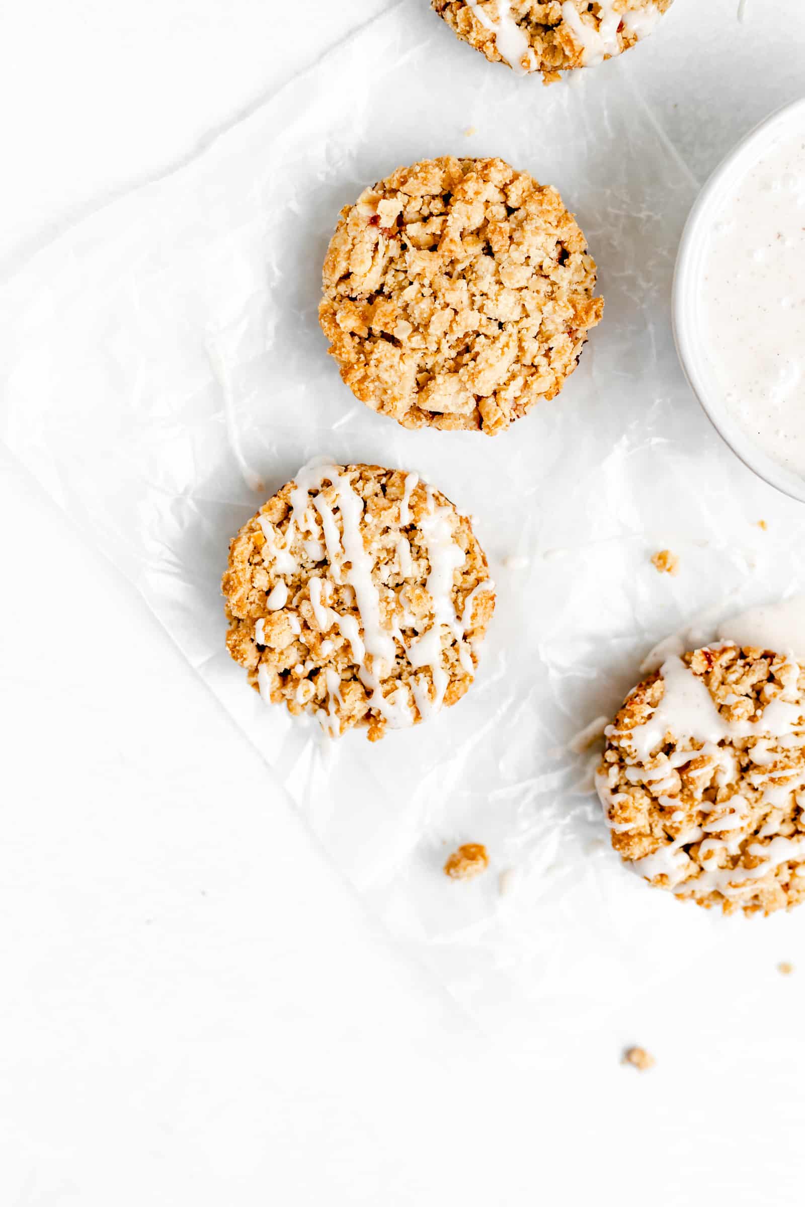 Strawberry Crumble Cookies with Vanilla Bean Glaze