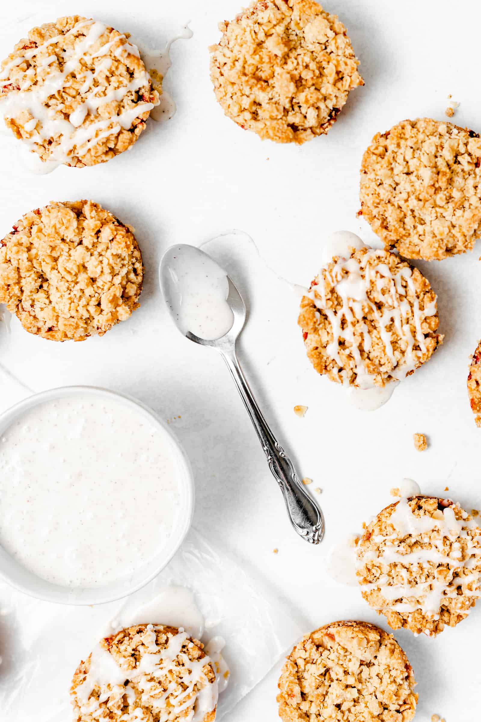 Strawberry Crumble Cookies with Vanilla Bean Glaze