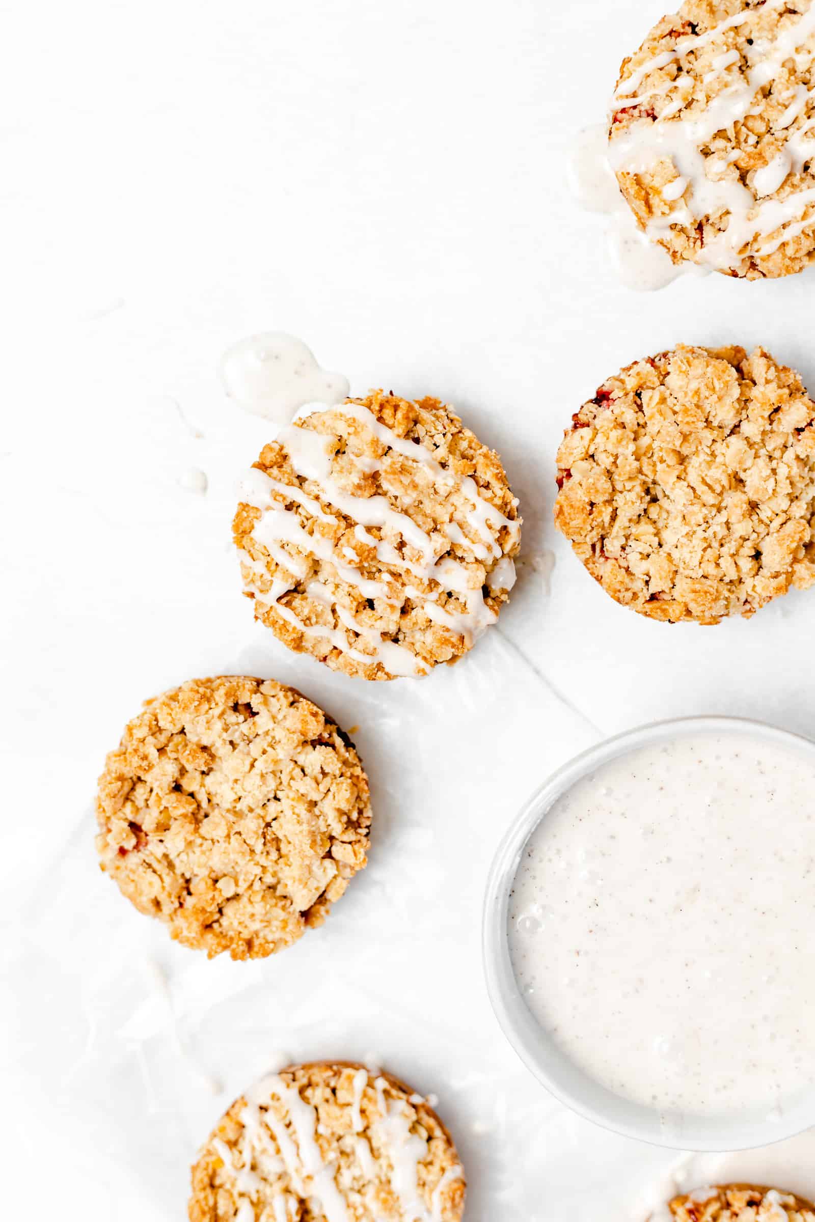 Strawberry Crumble Cookies with Vanilla Bean Glaze