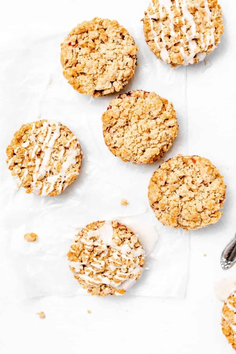 Strawberry Crumble Cookies with Vanilla Bean Glaze