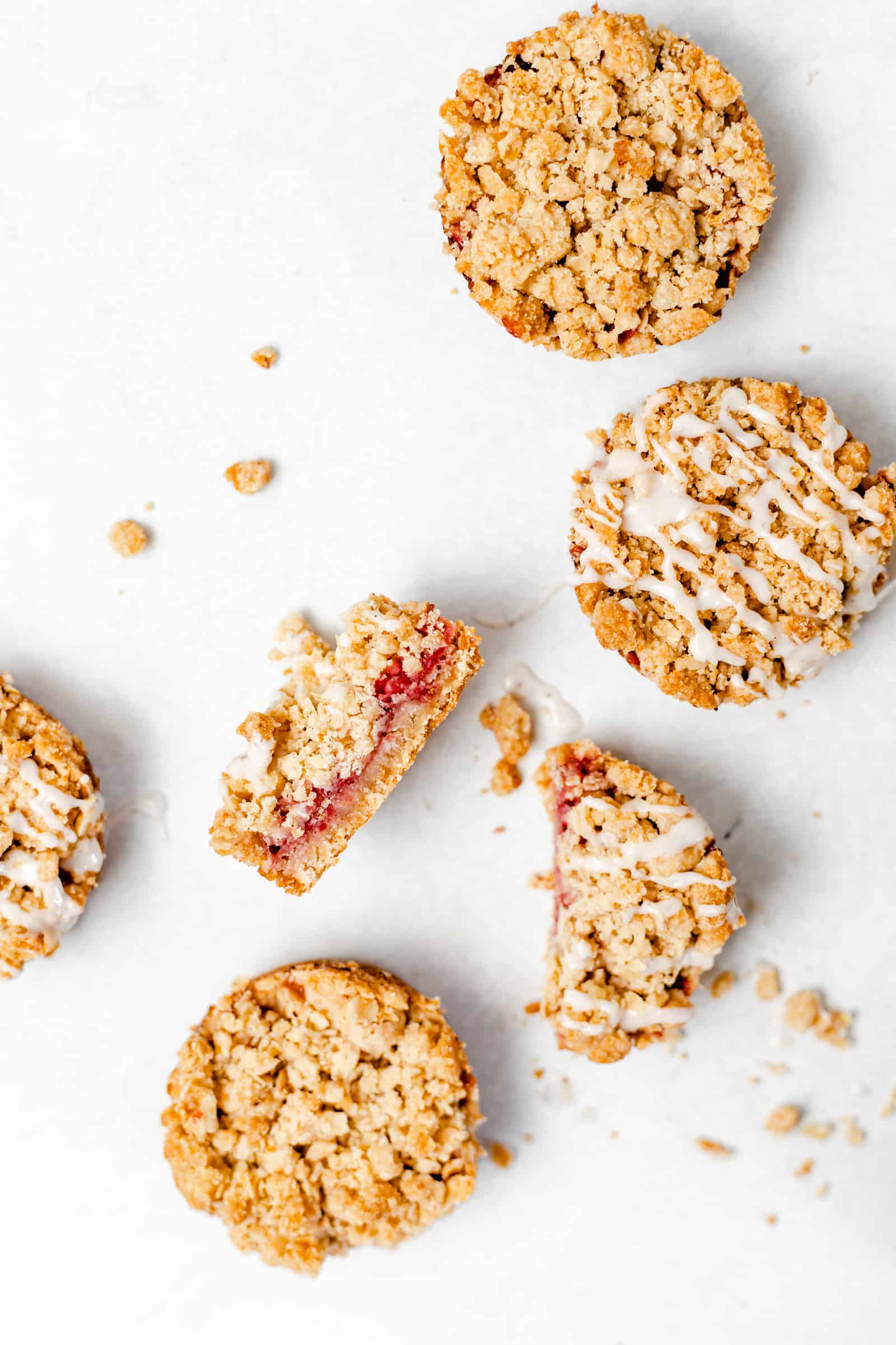 Strawberry Crumb Cookies with Vanilla Bean Glaze