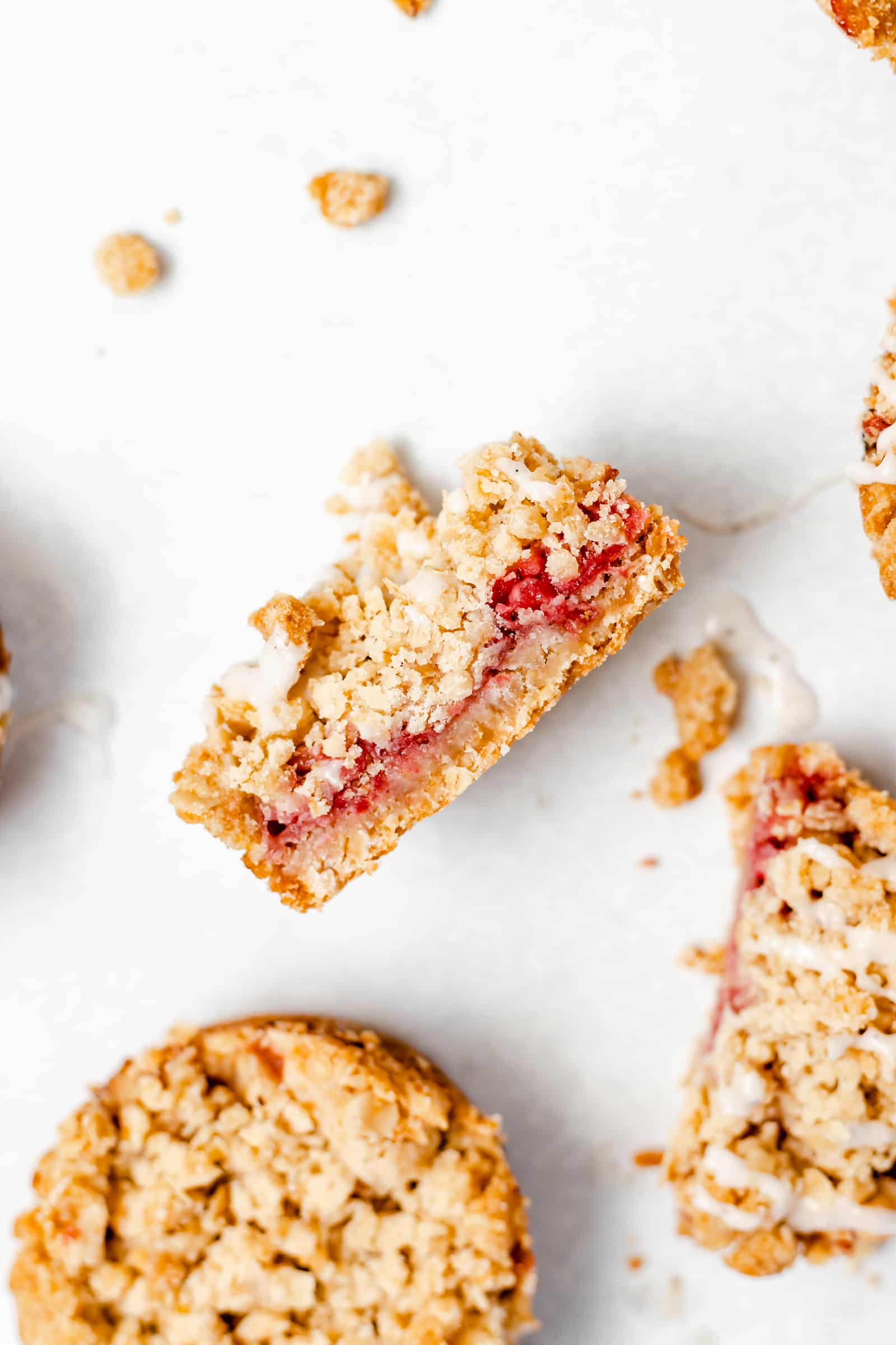 Strawberry Crumble Cookies with Vanilla Bean Glaze