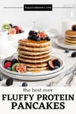 fluffy protein pancakes pin for Pinterest.